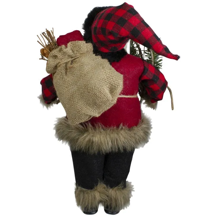 18" Standing Santa Christmas Figurine with Snow Shoes and Bear