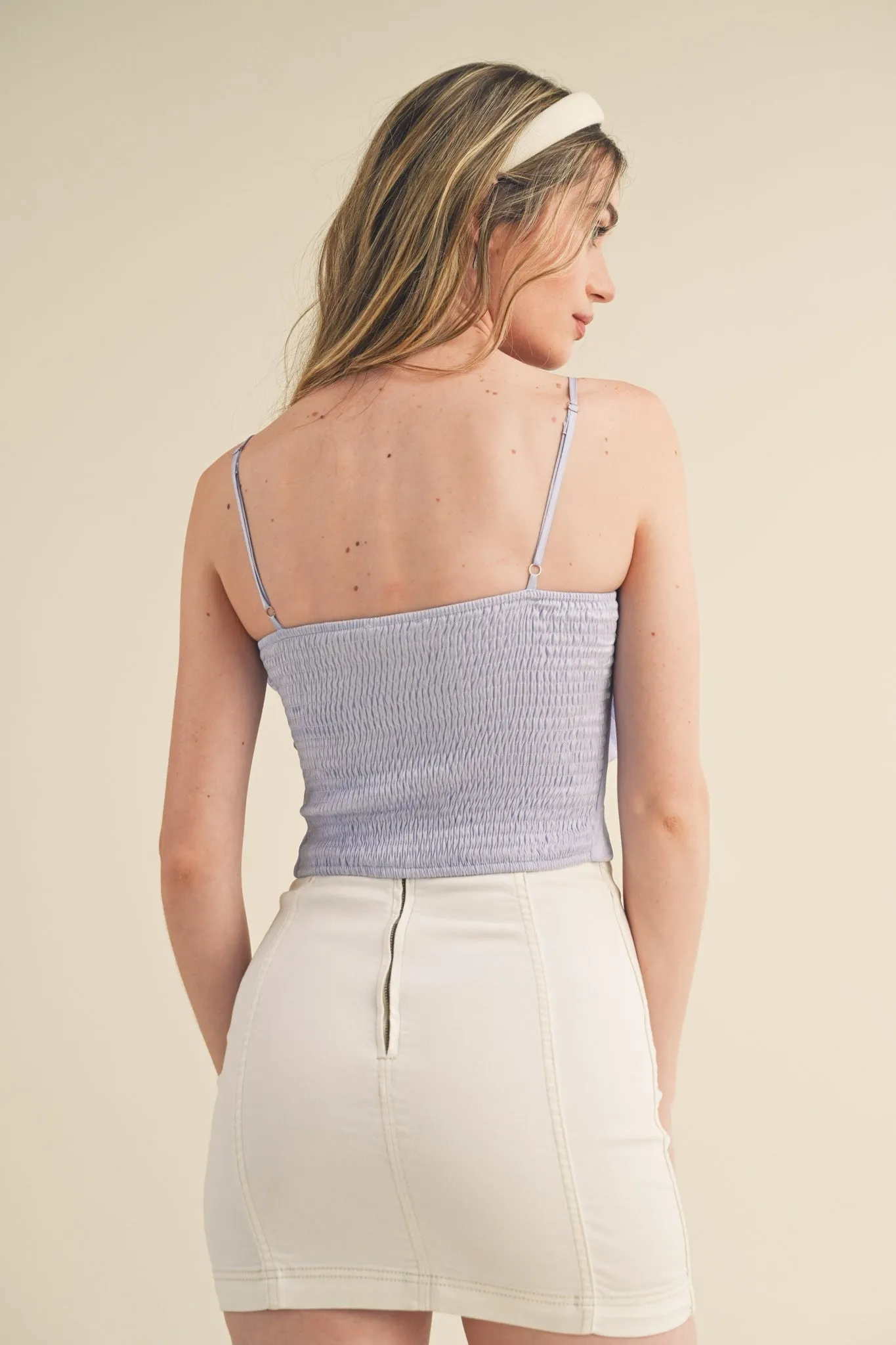 3D Rosette Smocked Tank Top in Lavender