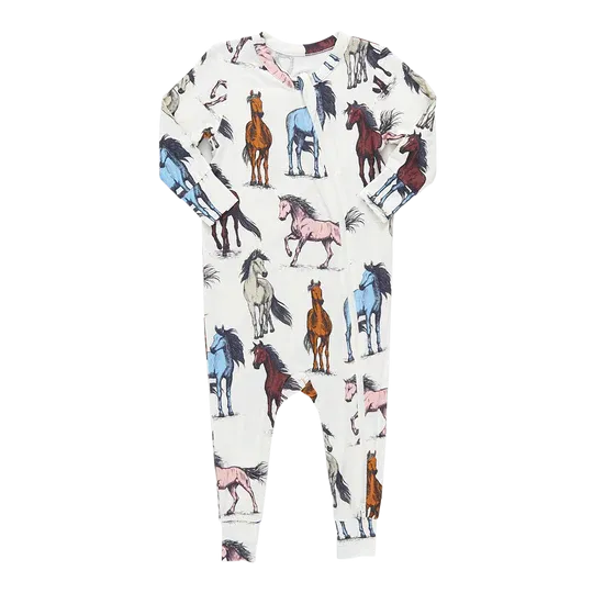 Bamboo Zip Romper - Horses