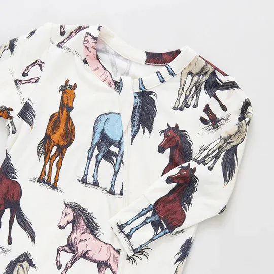 Bamboo Zip Romper - Horses