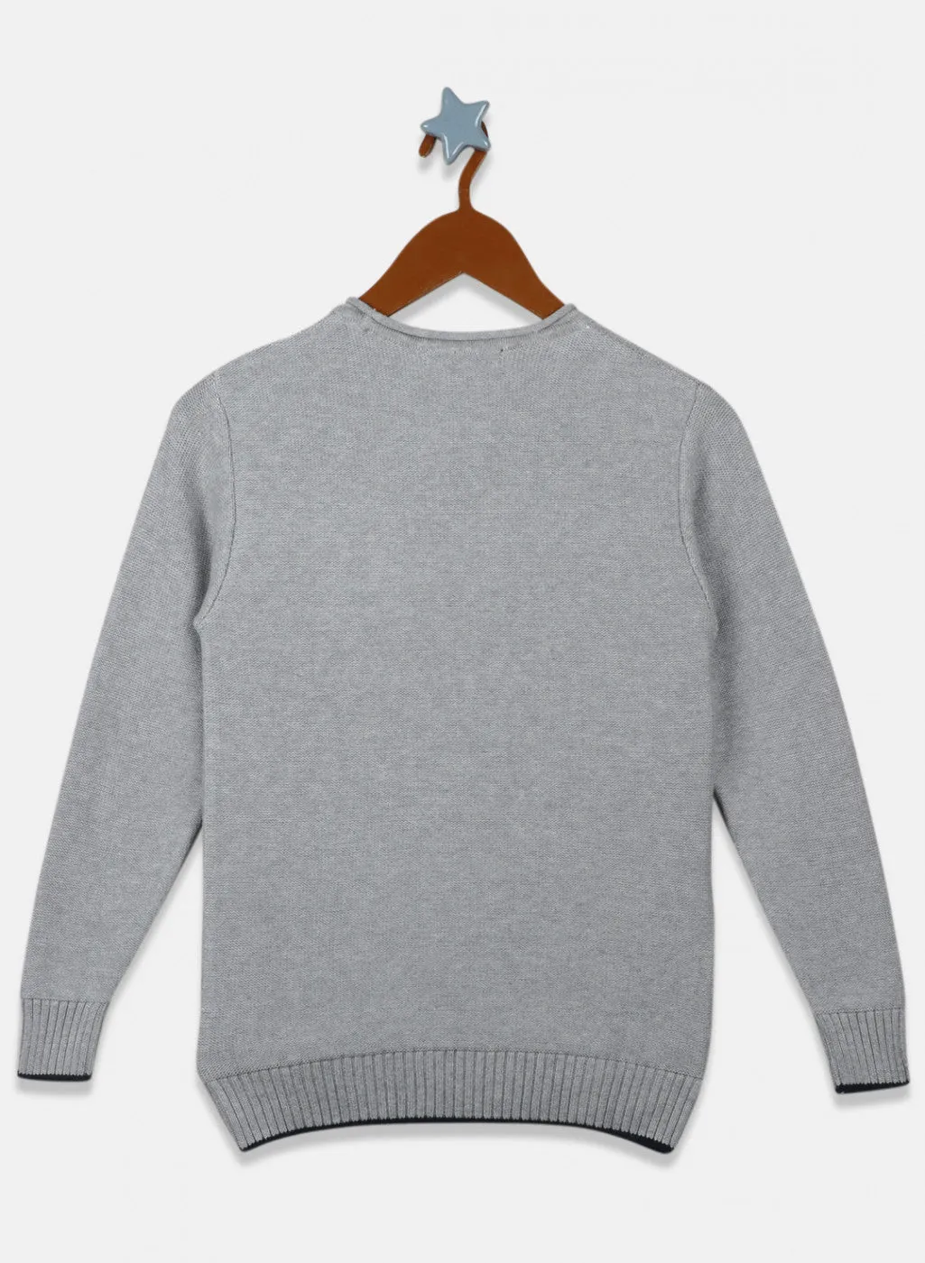 Boys Grey Solid Pullover