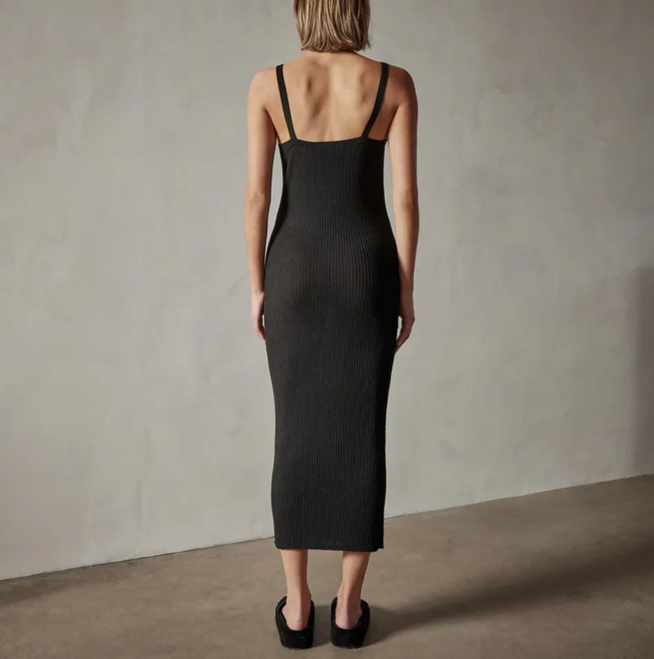 Carmel Black Ribbed Dress - S