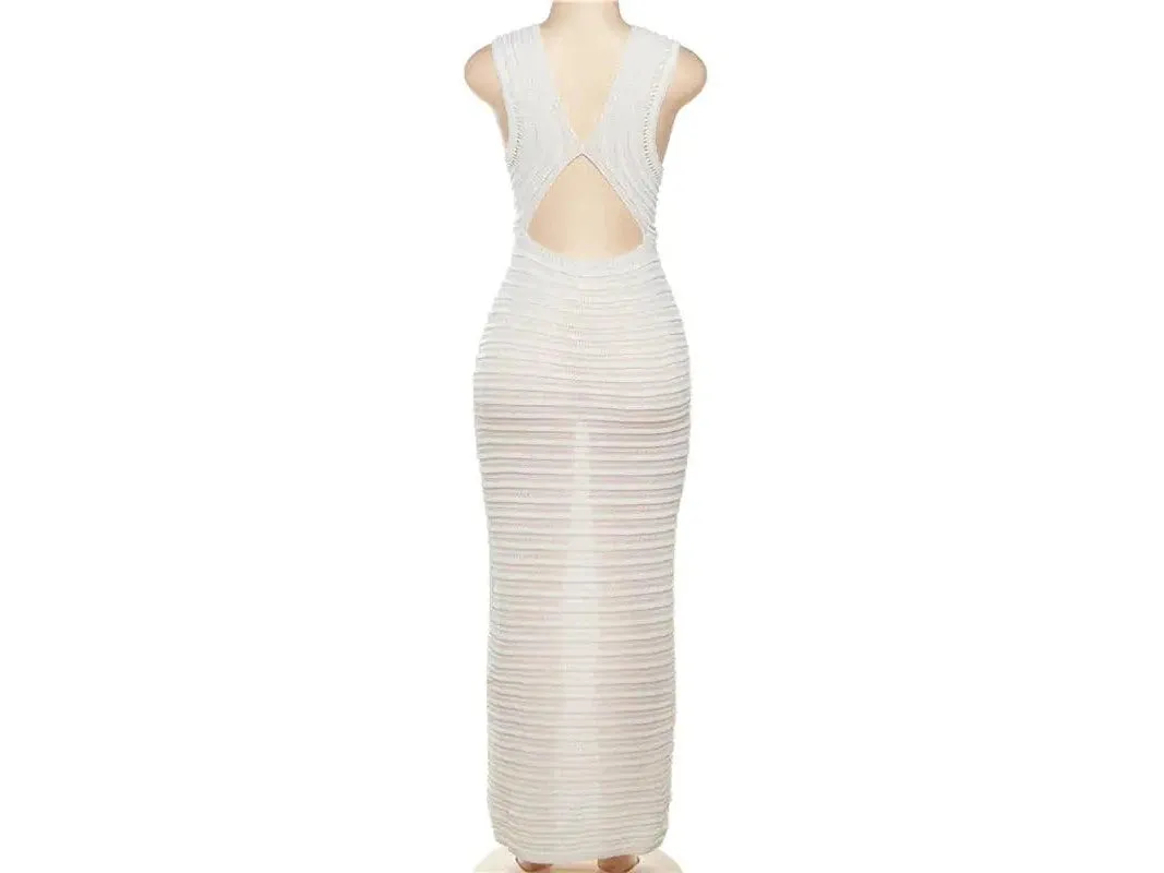 Crochet Knit Maxi Dress^
