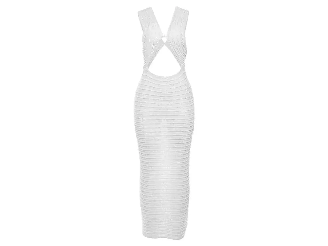 Crochet Knit Maxi Dress^