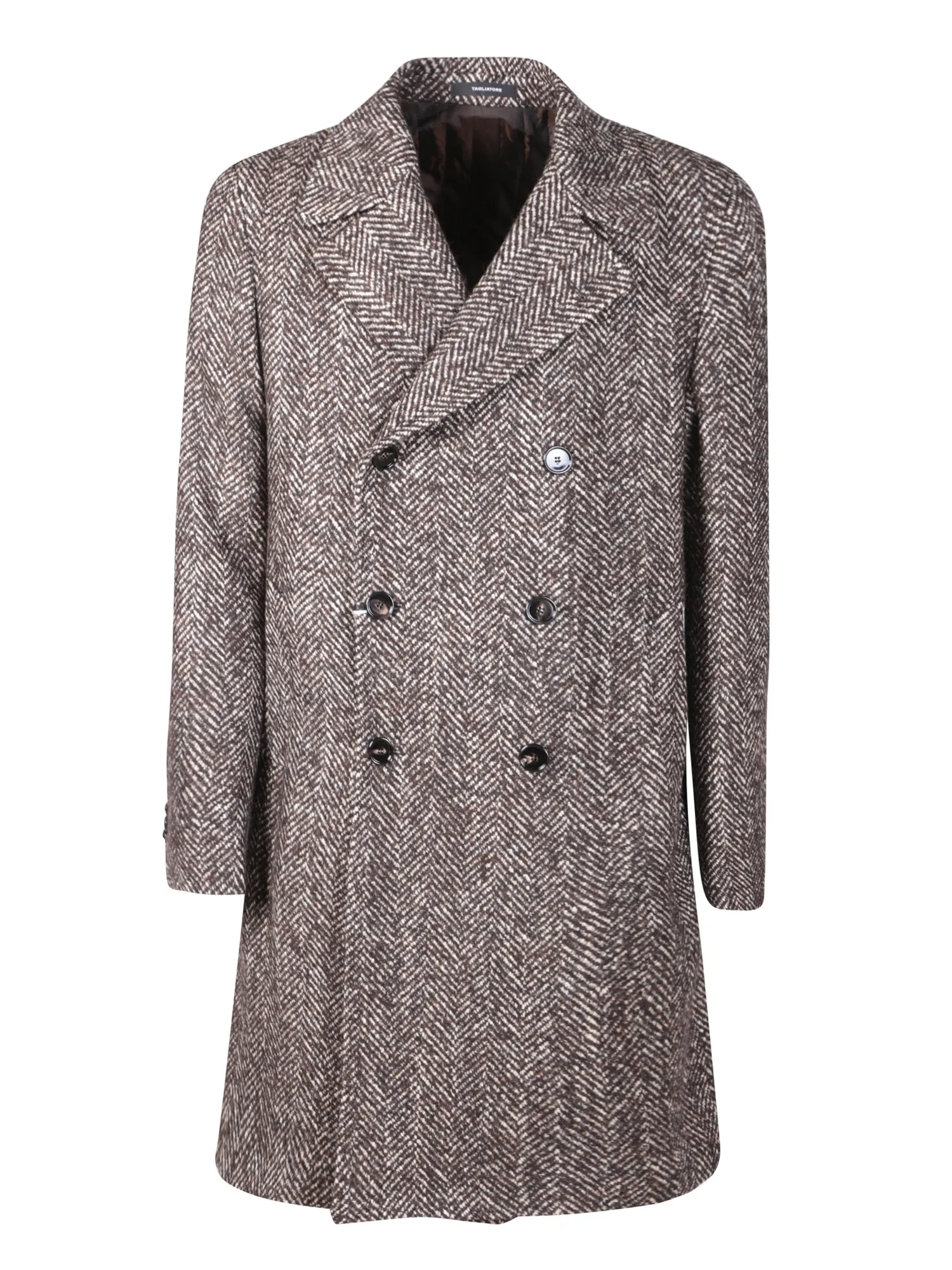 Double-breasted brown/white coat