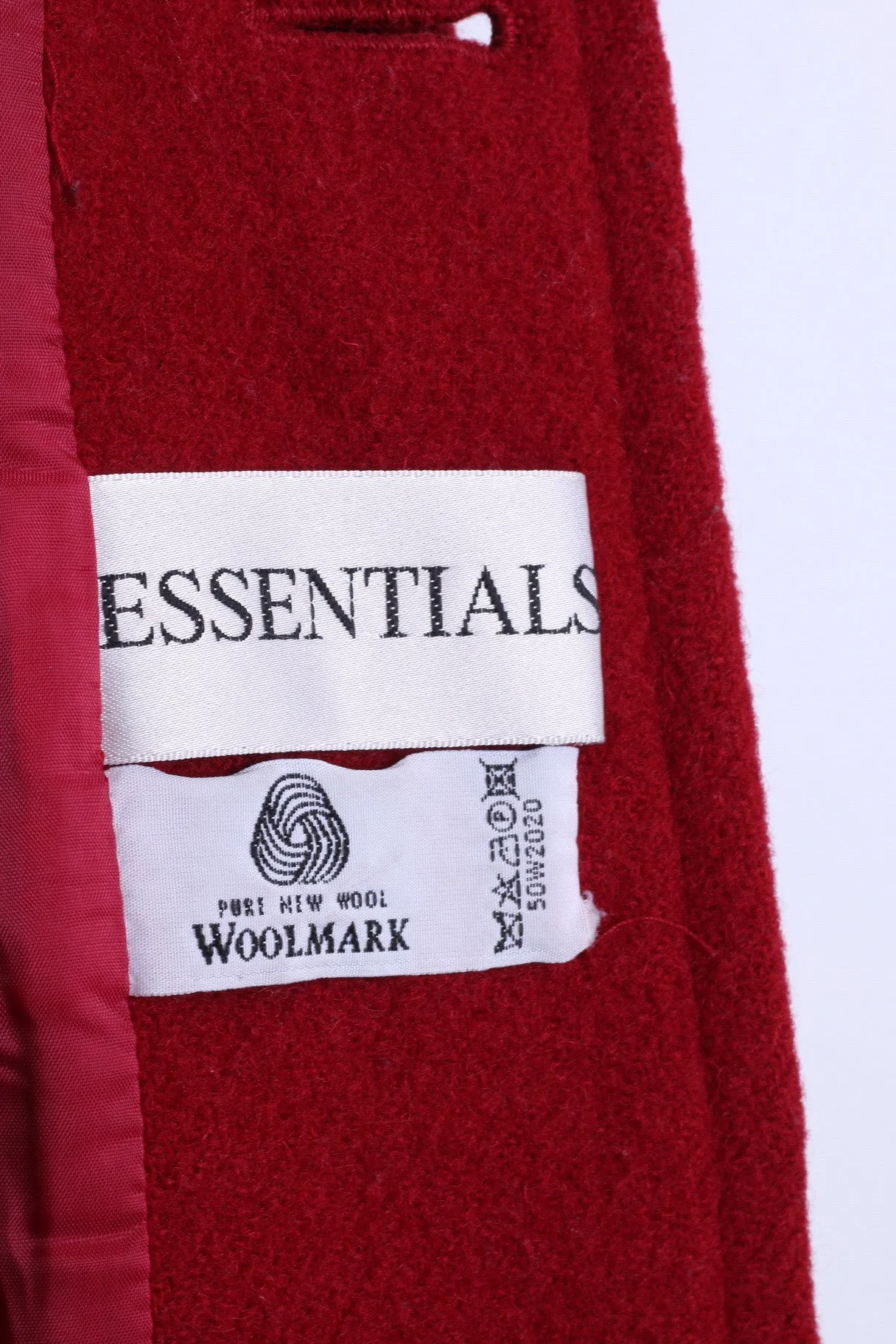 ESSENTIALS Womens 16 XL Jacket Coat Wool Double Breasted Red