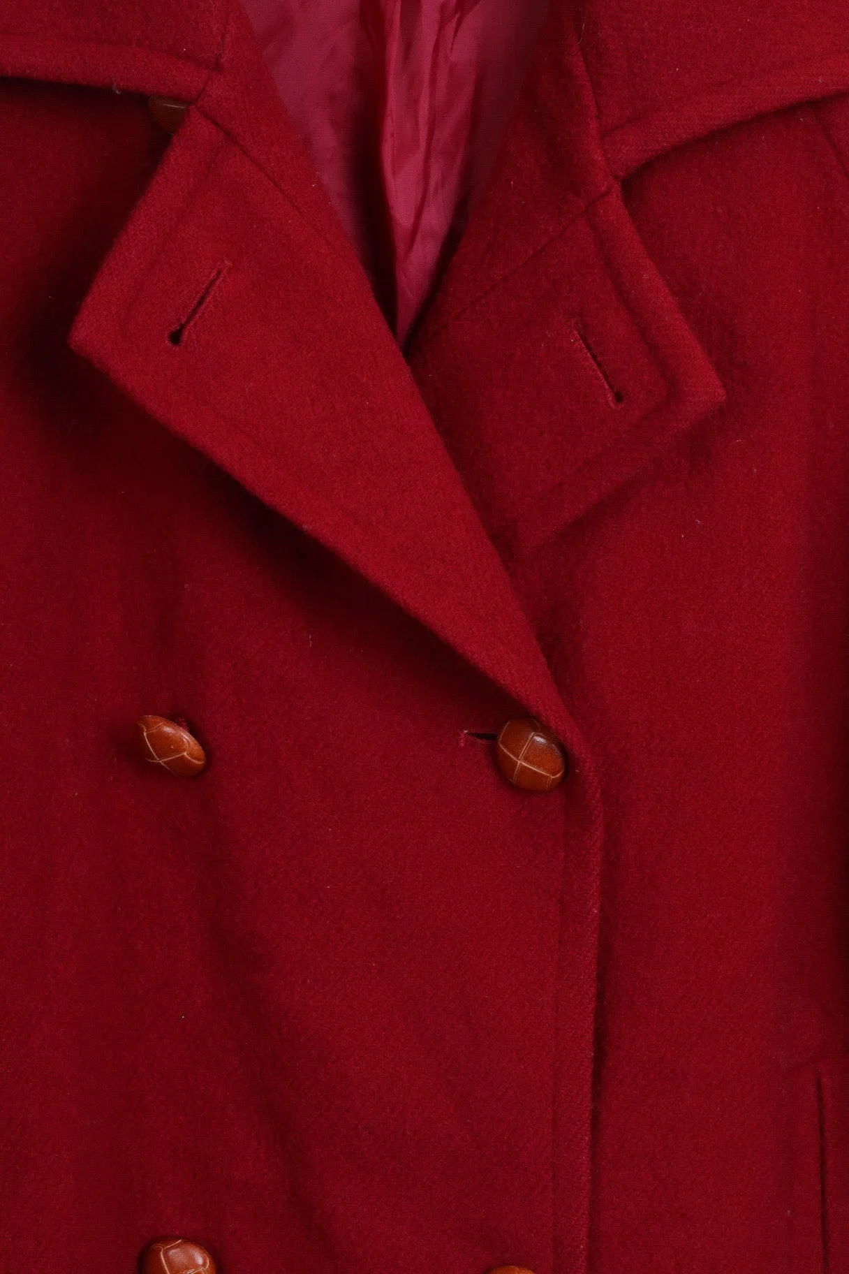 ESSENTIALS Womens 16 XL Jacket Coat Wool Double Breasted Red
