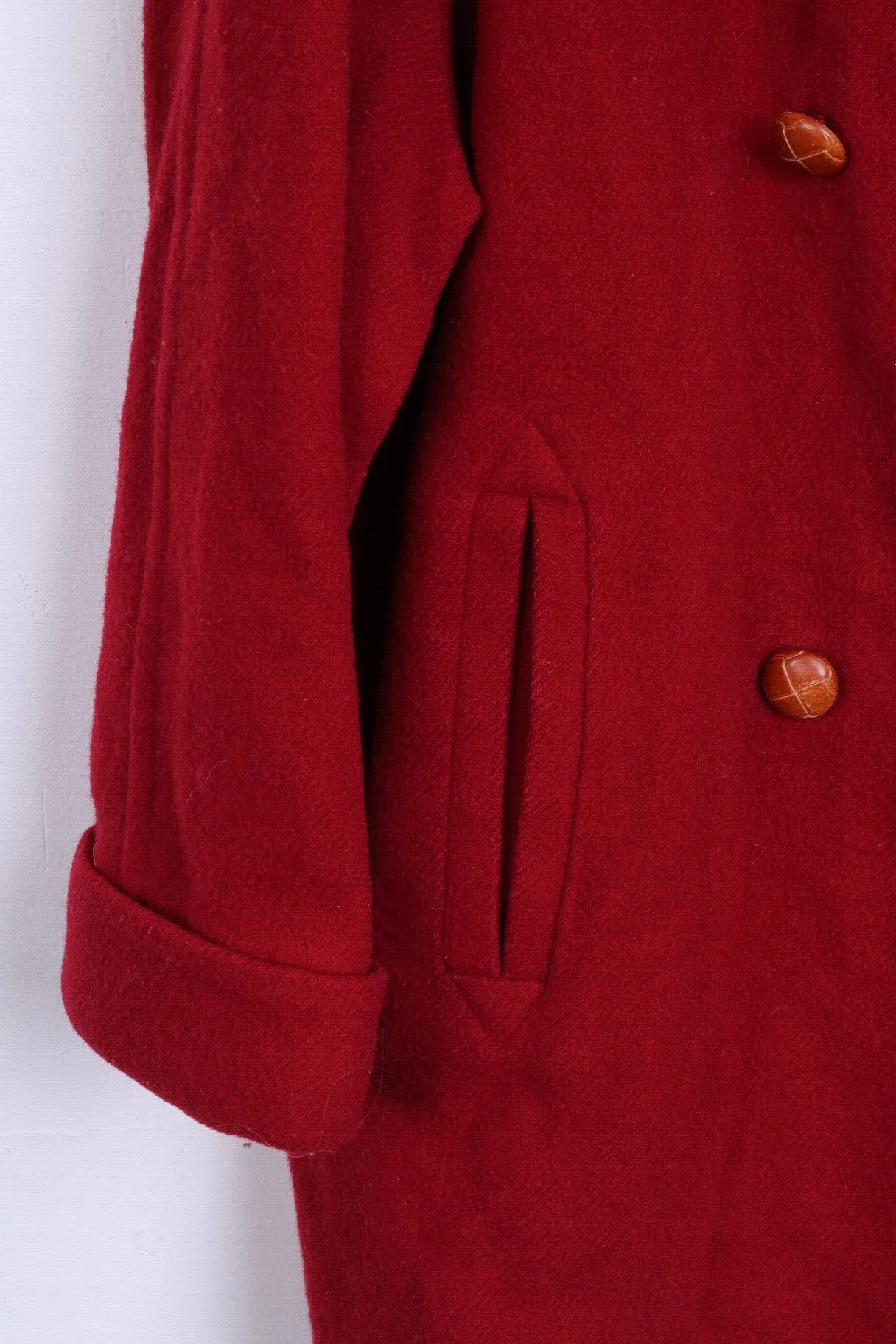 ESSENTIALS Womens 16 XL Jacket Coat Wool Double Breasted Red