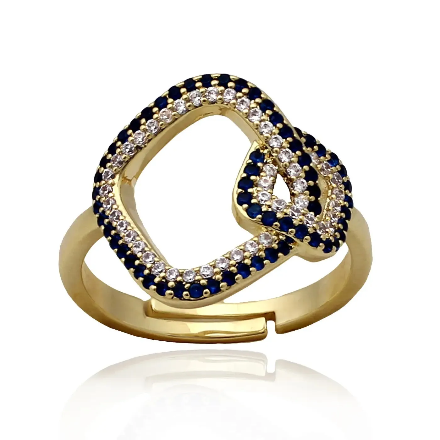 Gold Plated Brass CZ Linked Squares Ring