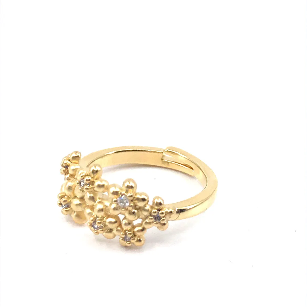 Gold Plated Flowers CZ Ring
