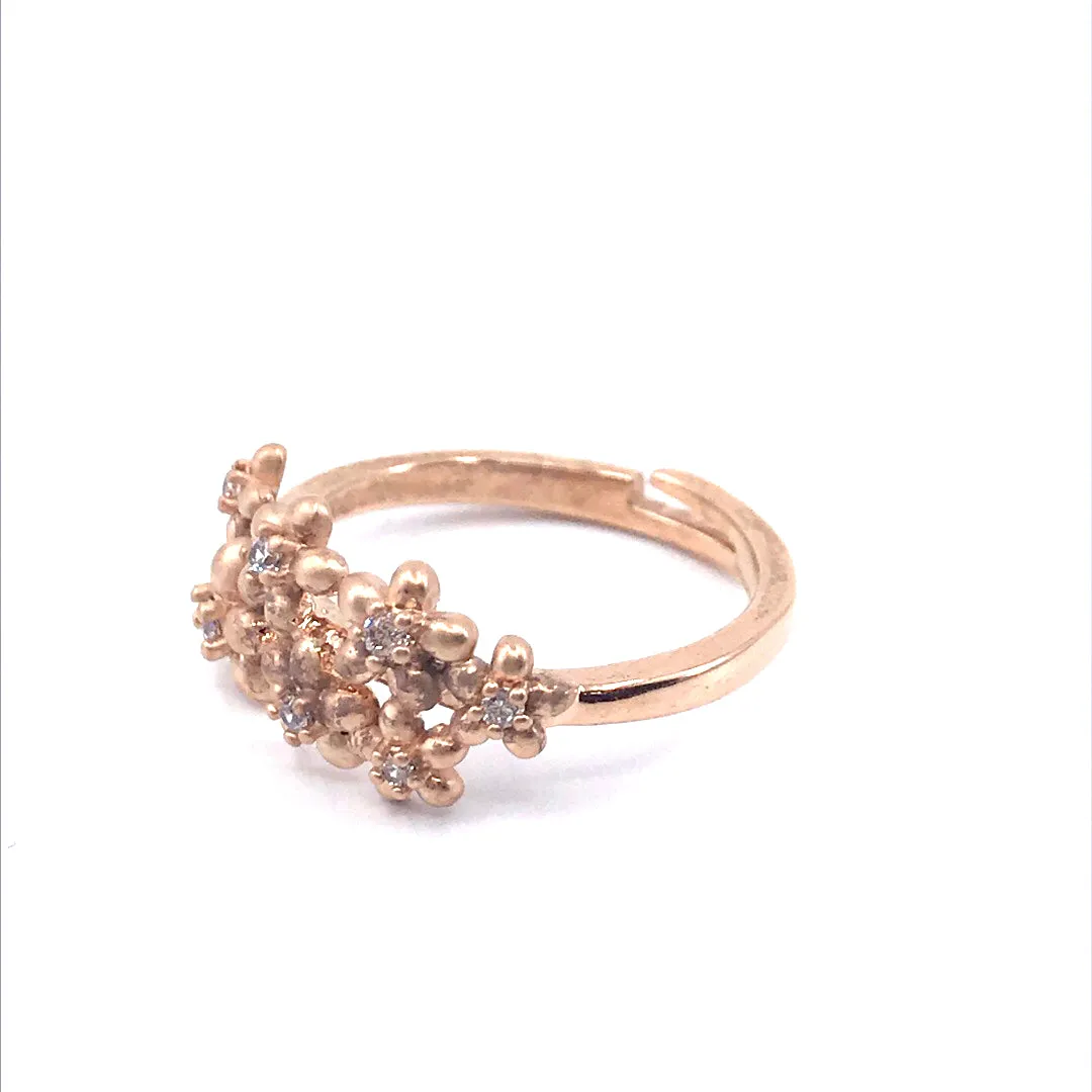 Gold Plated Flowers CZ Ring