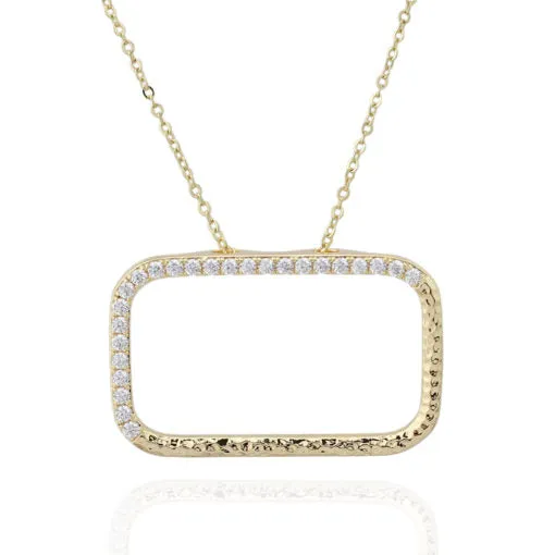 Gold Plated Rectangle Frame Pendant