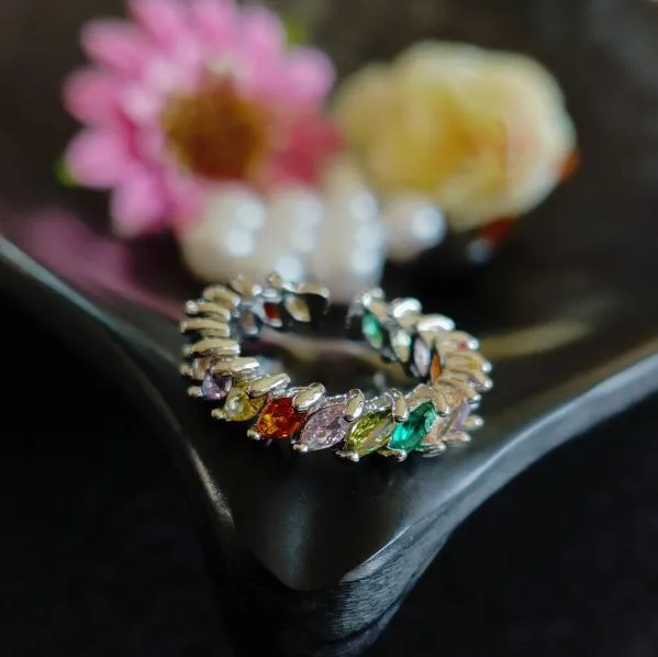 Gold/Silver Plated Tilak Shaped Multi Colour Baguette Adjustable Finger Ring