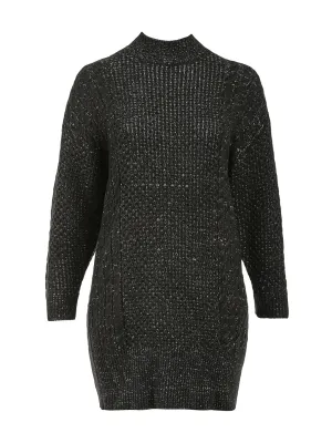 Houndstooth Fit-And-Flare Sweater Dress
