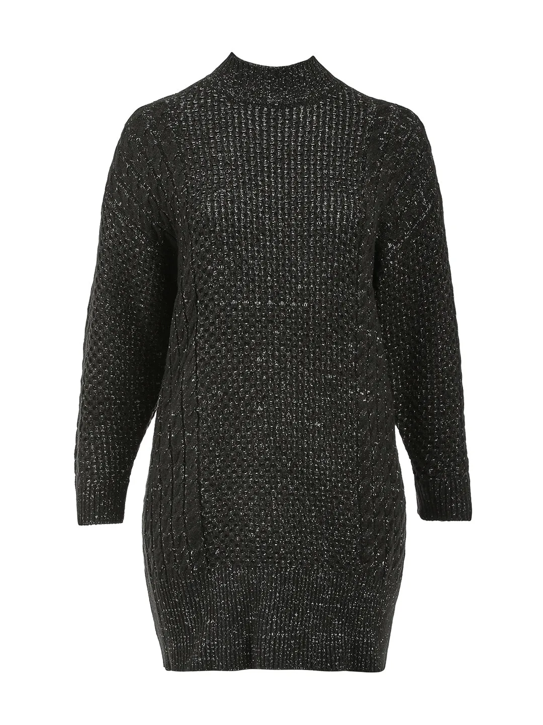 Houndstooth Fit-And-Flare Sweater Dress