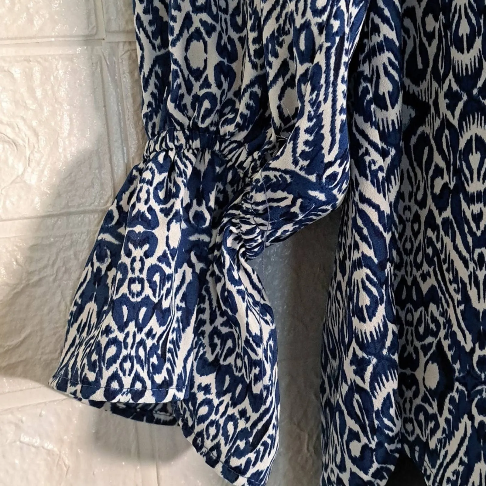 Karen Kane Riviera Bracelet Ruffle Sleeve Top Blue