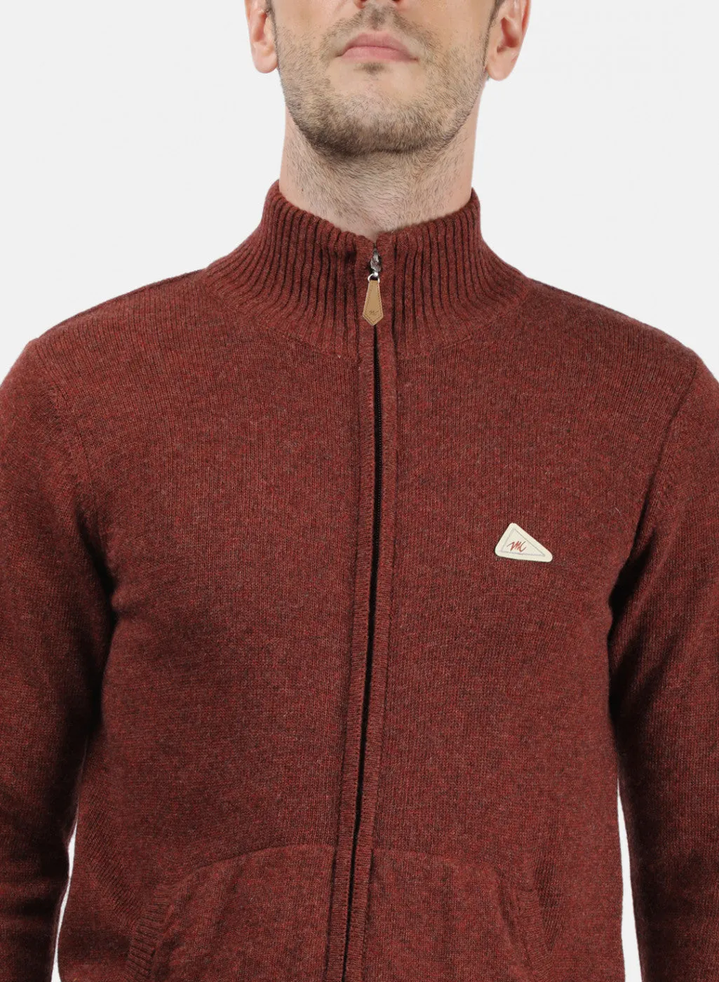 Men Brown & Orange Solid Pullover