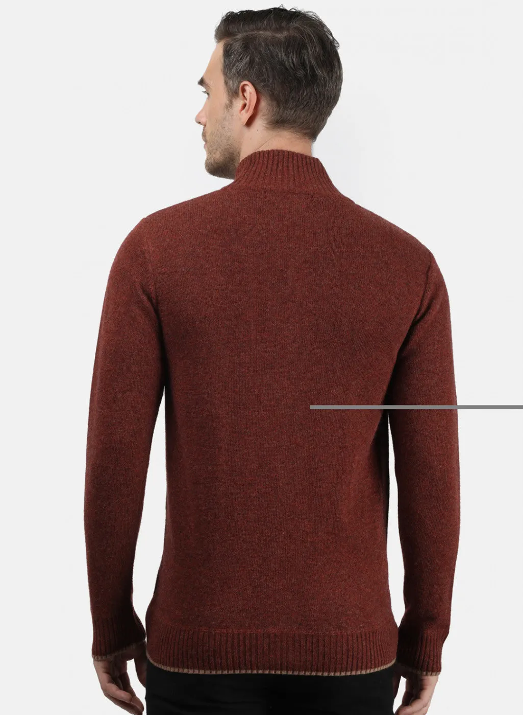 Men Brown & Orange Solid Pullover
