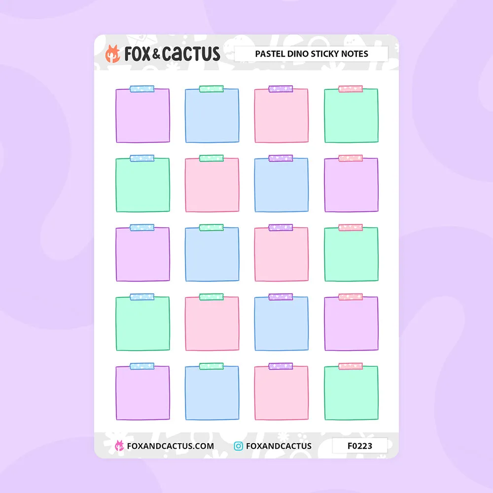 Pastel Dino Sticky Note Stickers