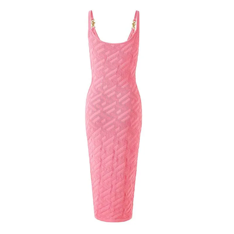 Pink Knit Midi Dress