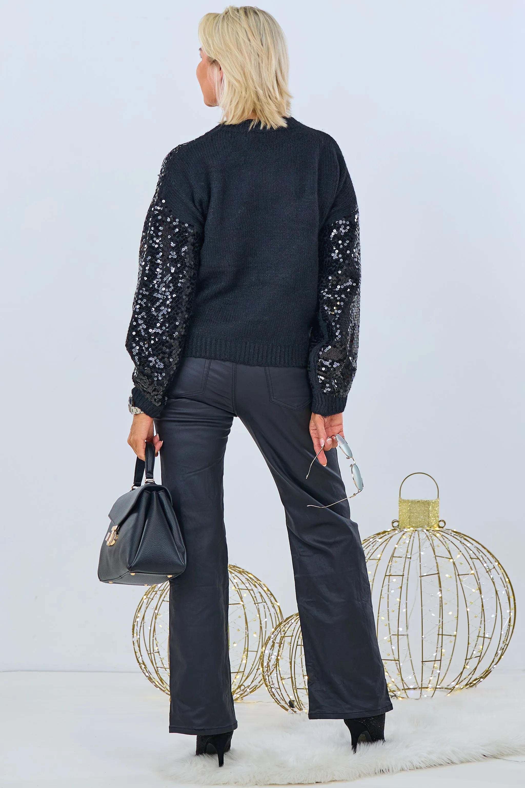Pulli "Pailletten", schwarz