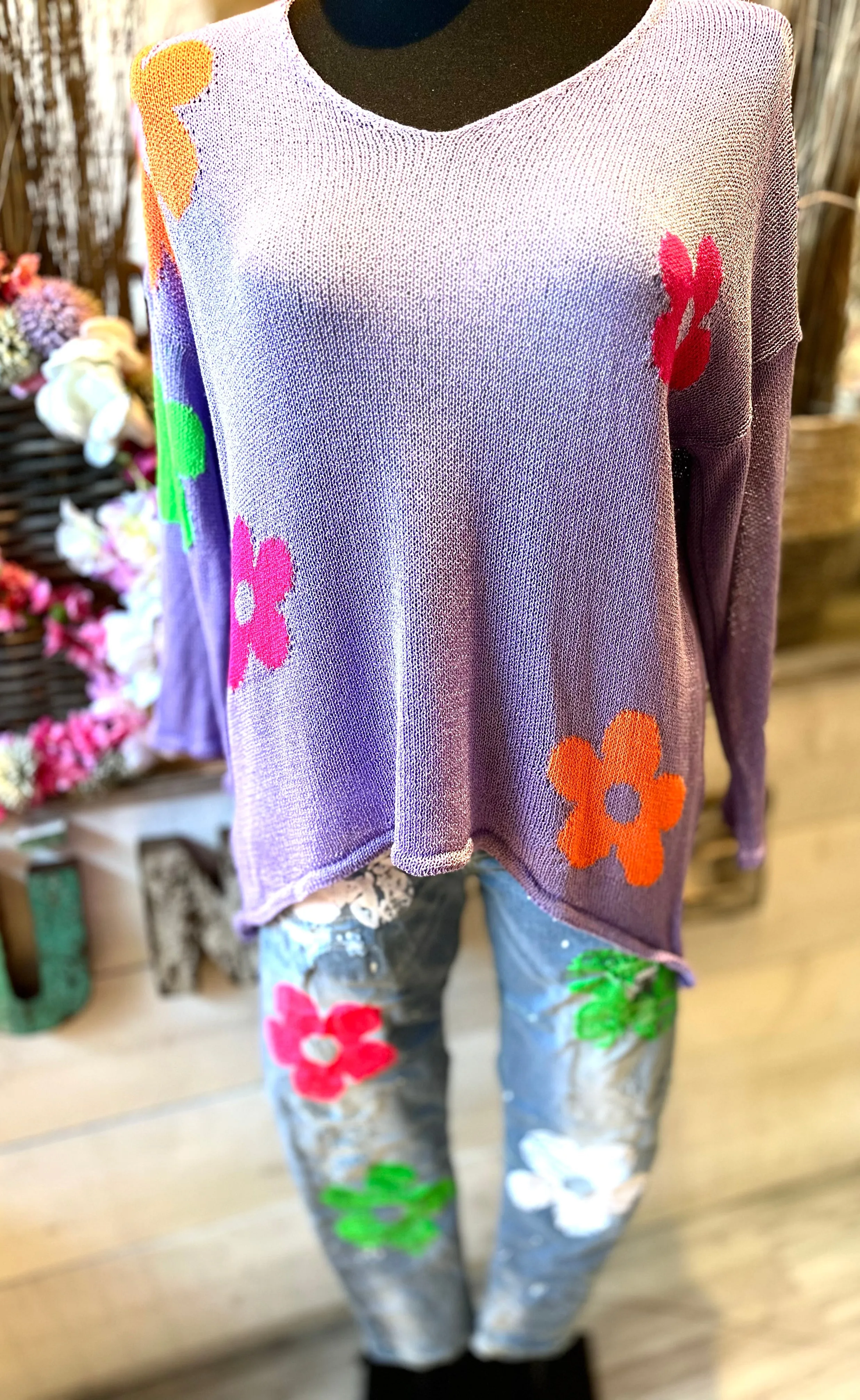Pullover mit Blümchen Motive