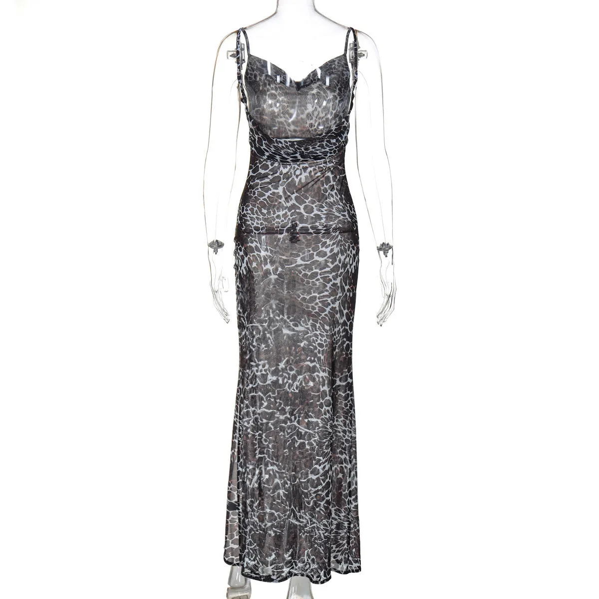 Rachel Leopard Print Slip Maxi Dress