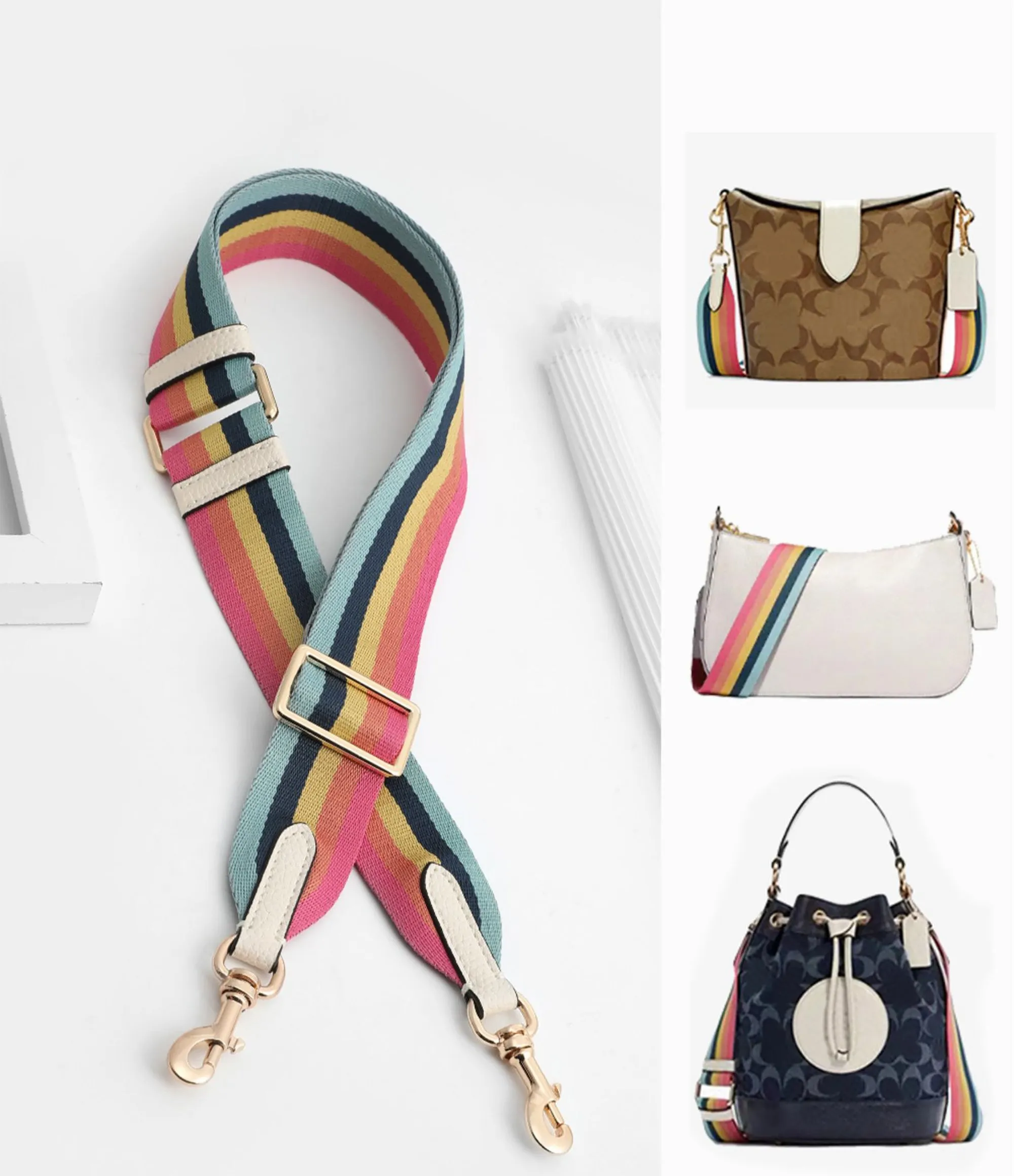 Rainbow Canvas Strap, Adjustable Replacement Crossbody Shoulder Strap,Fit in Swinger bag,Willow bag