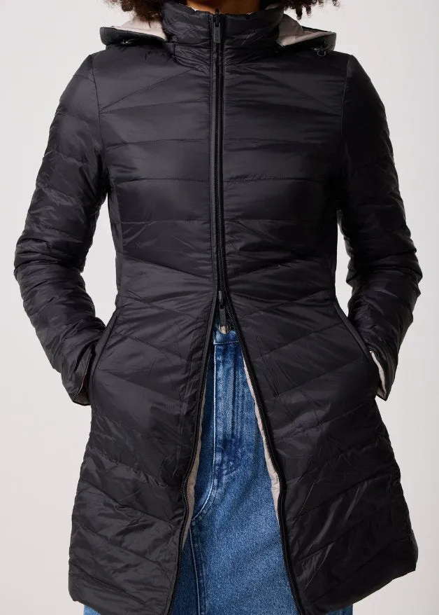 Reversible Black/Latte Duck Down Puffer Coat