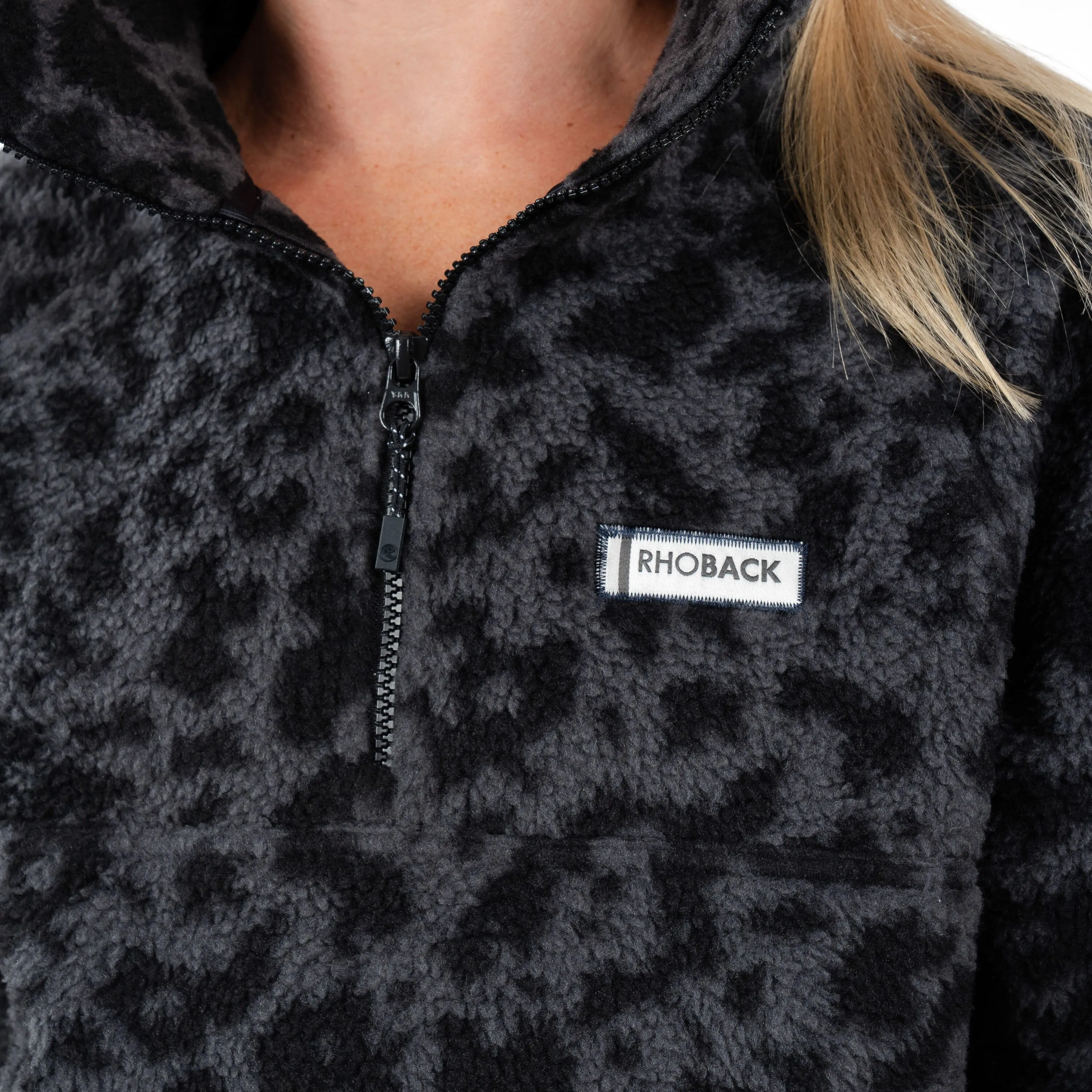 Rivanna Fleece Pullover | The Leopard Camo - Charcoal Grey/Midnight Black