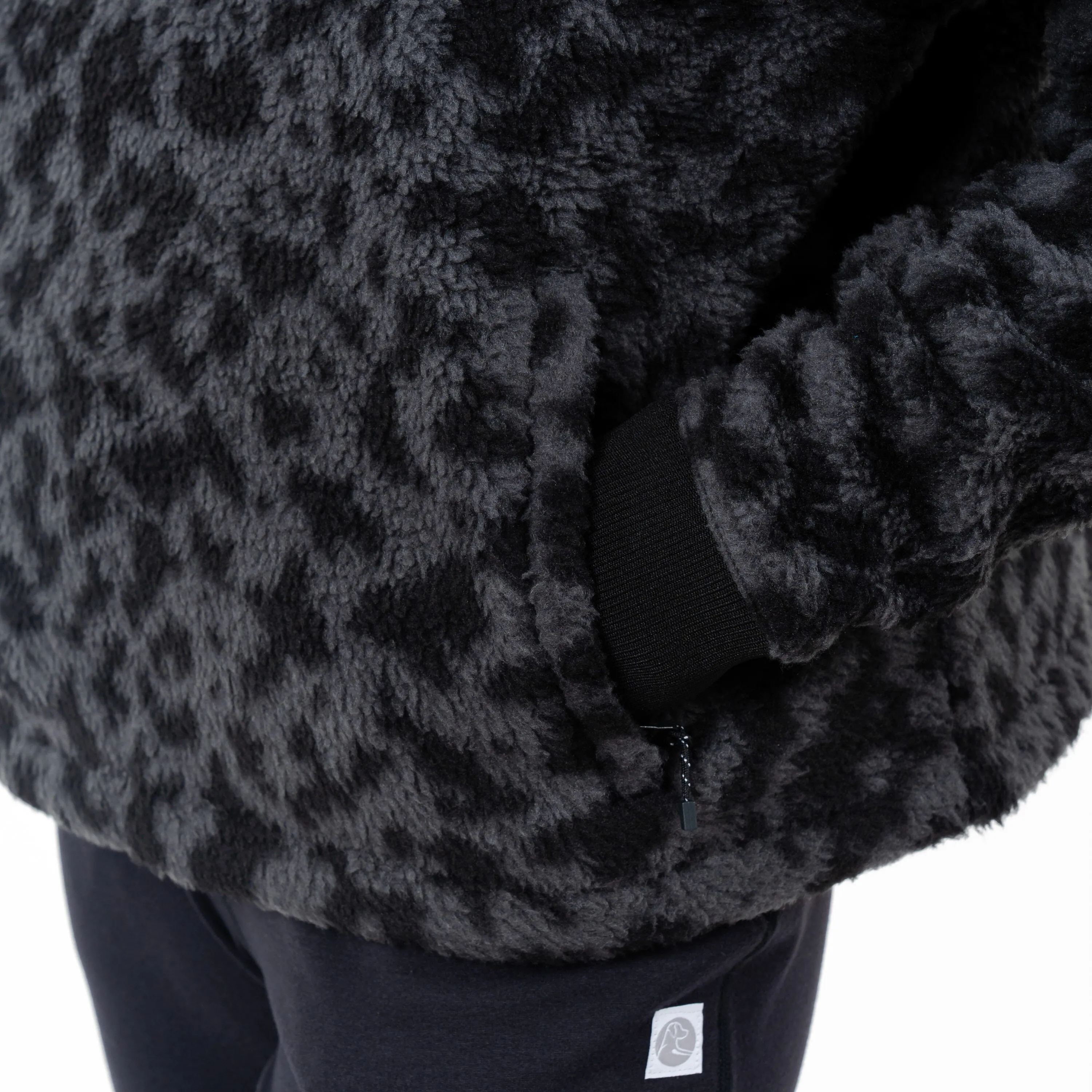 Rivanna Fleece Pullover | The Leopard Camo - Charcoal Grey/Midnight Black