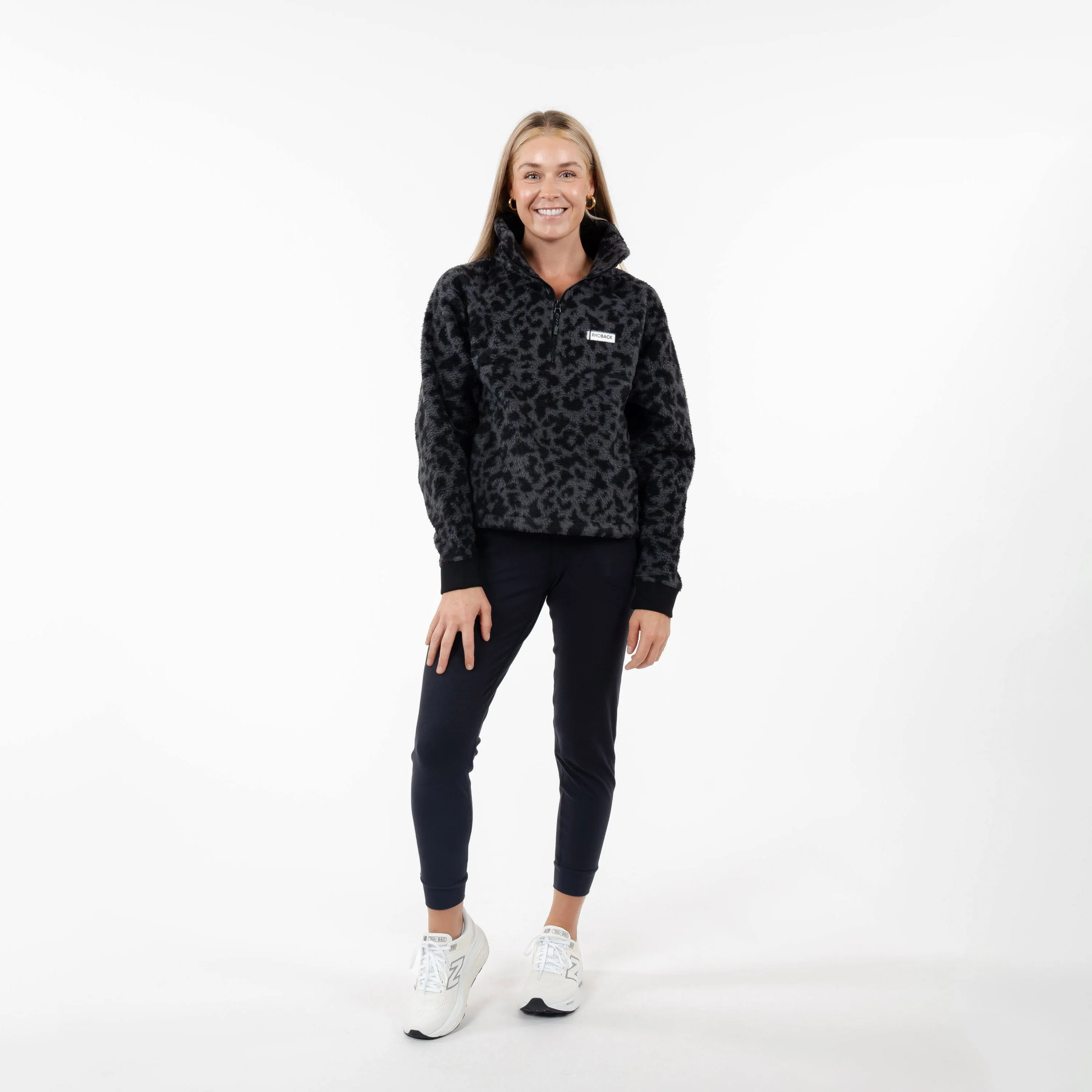 Rivanna Fleece Pullover | The Leopard Camo - Charcoal Grey/Midnight Black