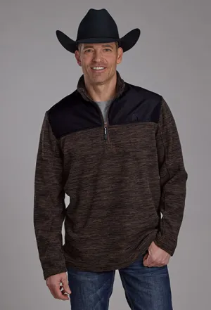 Roper Men's Brown & Black 3/4 Zip Micro Fleece Pullover 0692-6171