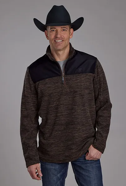 Roper Men's Brown & Black 3/4 Zip Micro Fleece Pullover 0692-6171