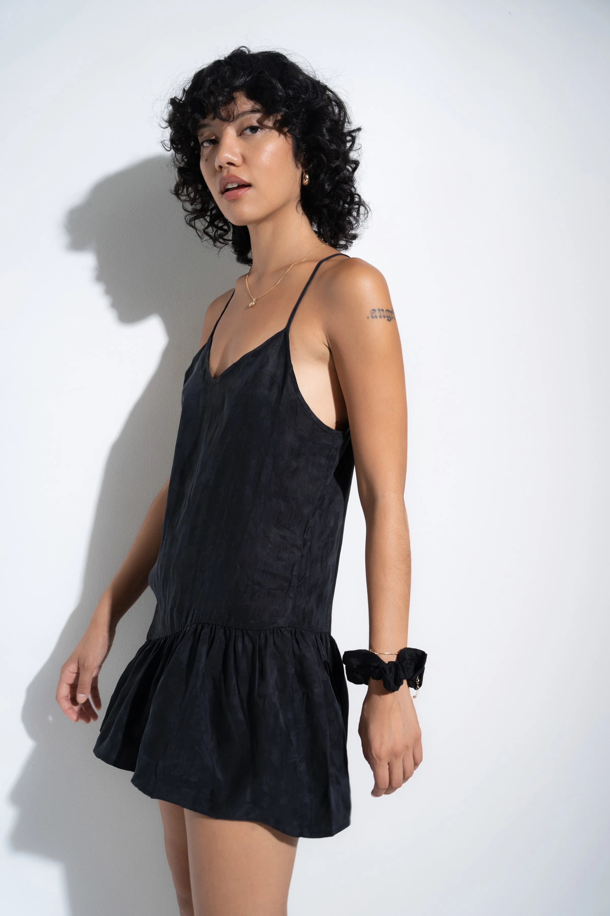 Ruffle Slip - Black