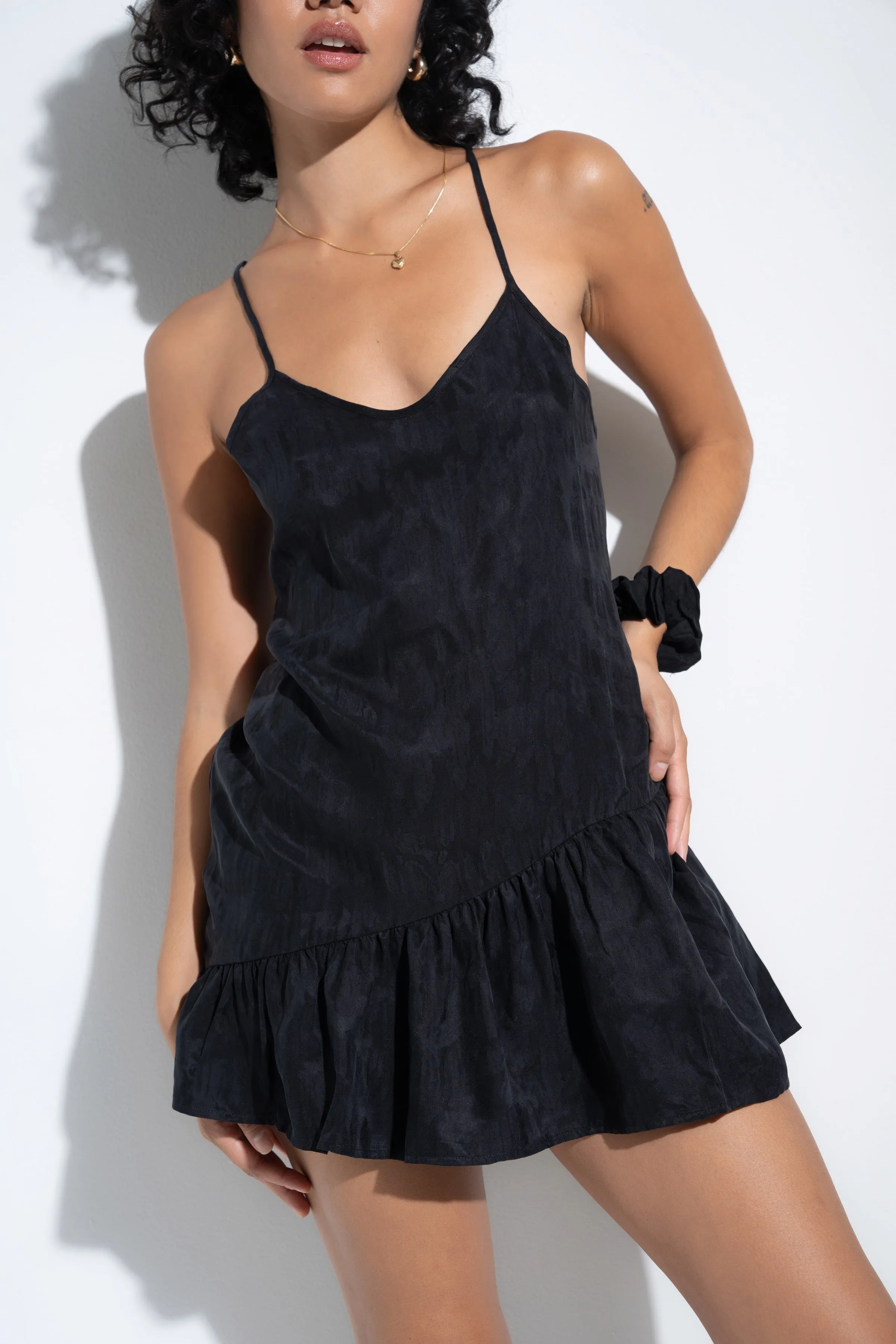 Ruffle Slip - Black