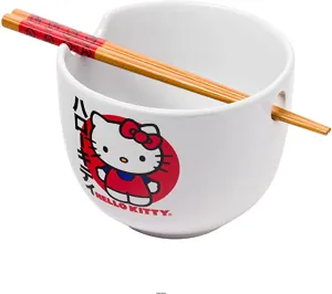 Sanrio Hello Kitty, Japanese Logo, Ramen Bowl With Chopsticks