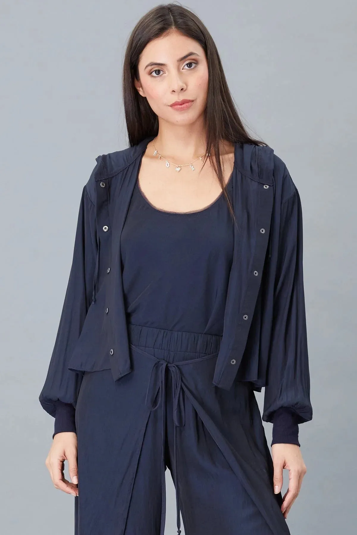Satin Cropped Hoodie | Nightwatch