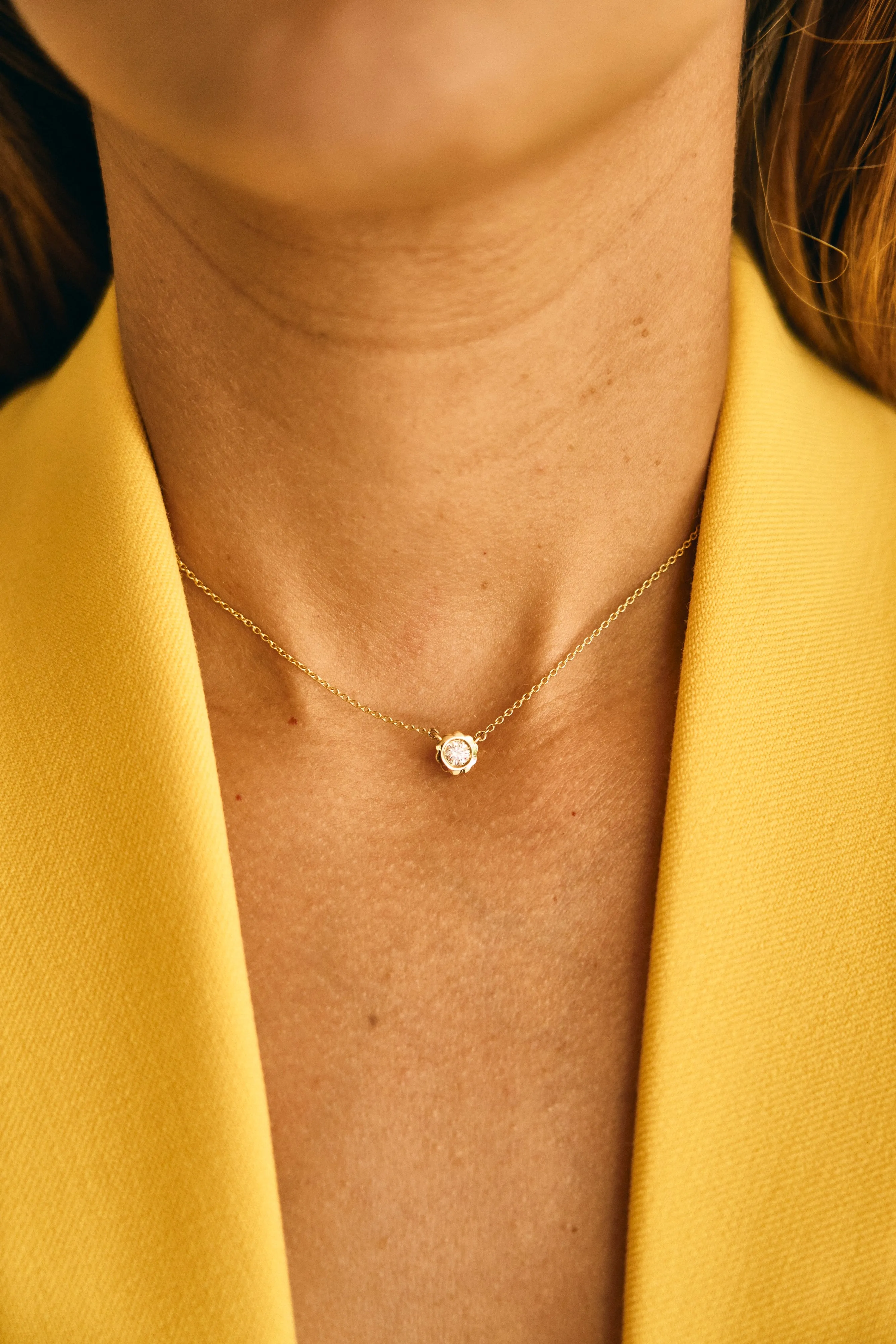 Scalloped Bezel Diamond Necklace