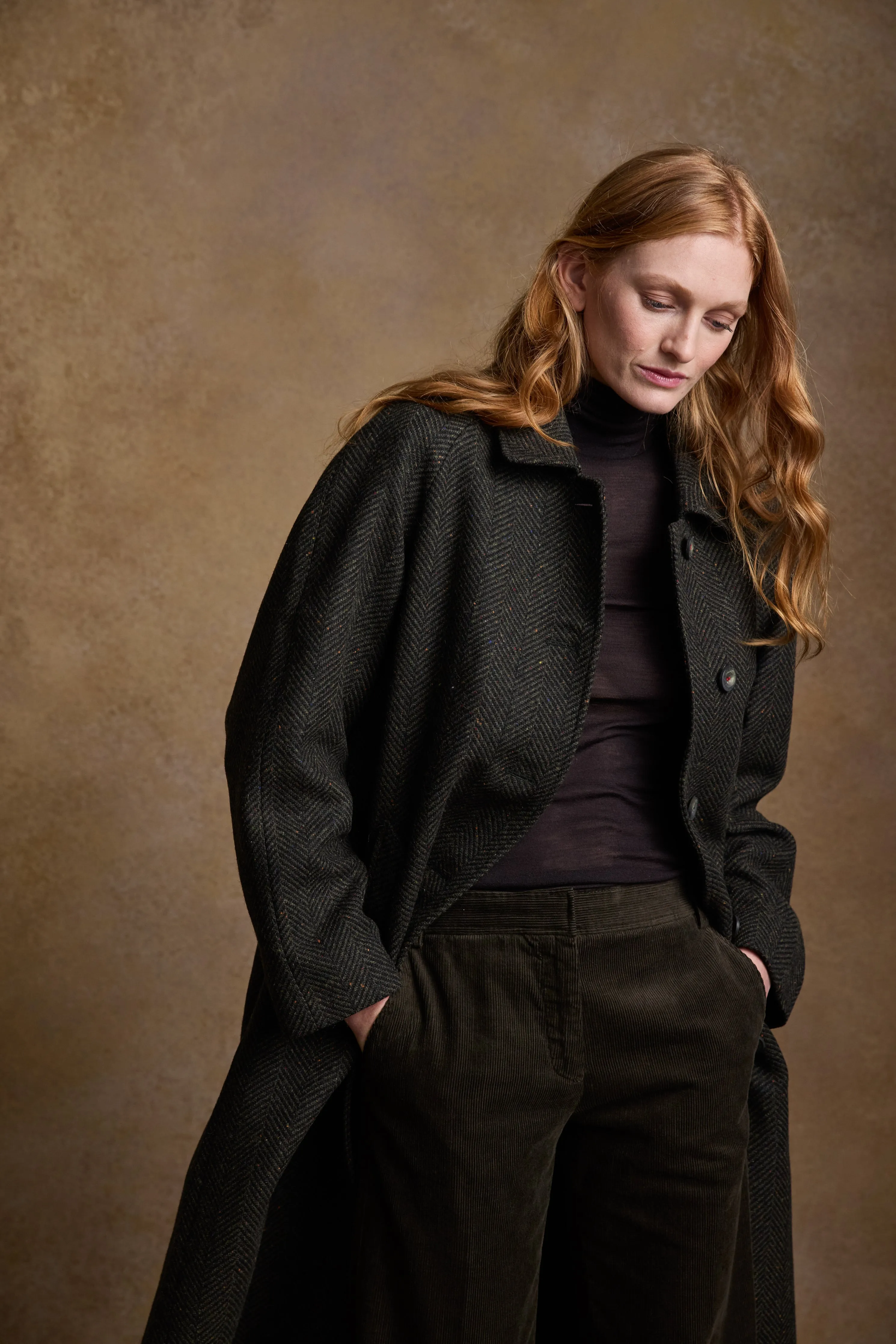 Shauna Tweed Coat - Donegal Green Fleck
