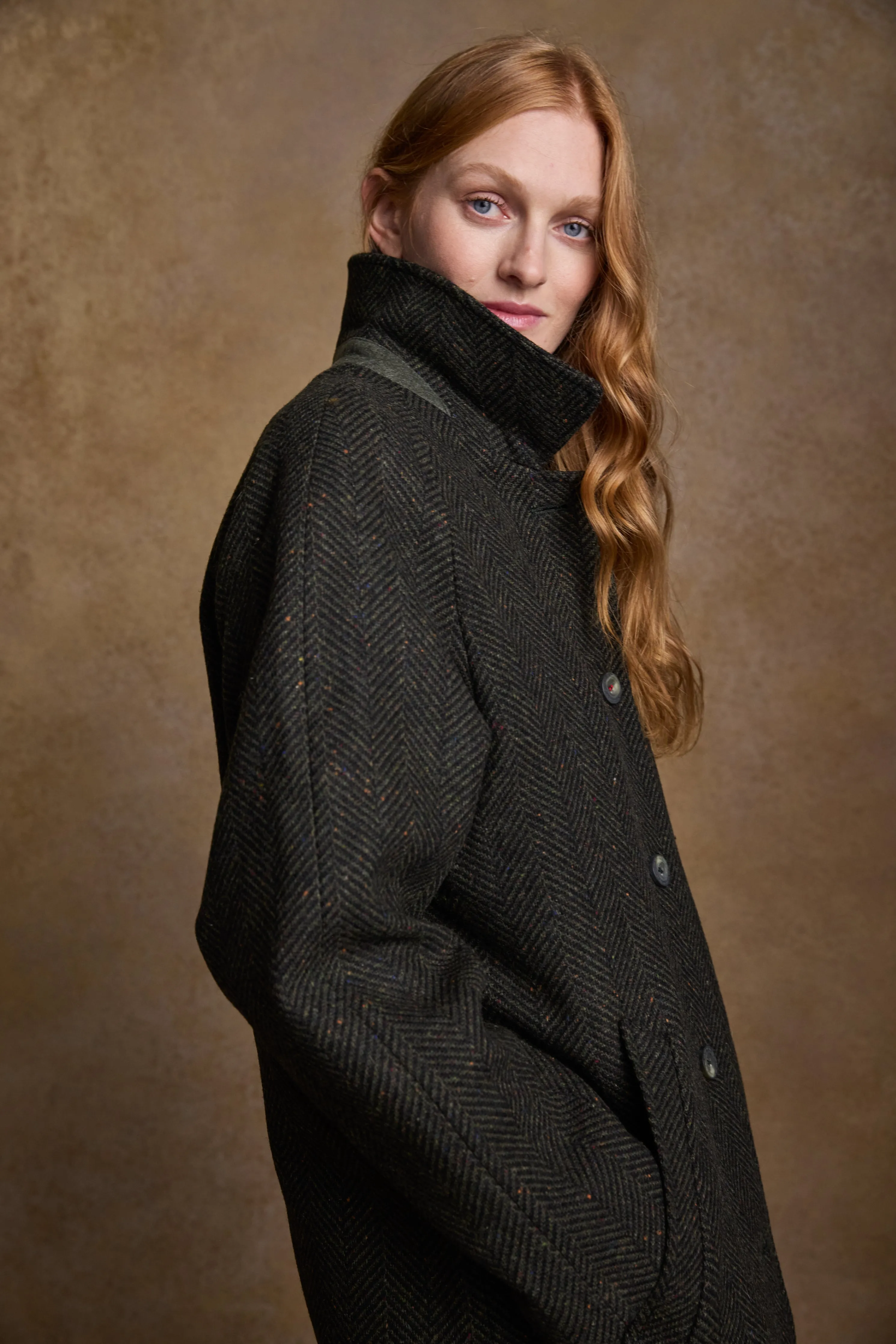 Shauna Tweed Coat - Donegal Green Fleck