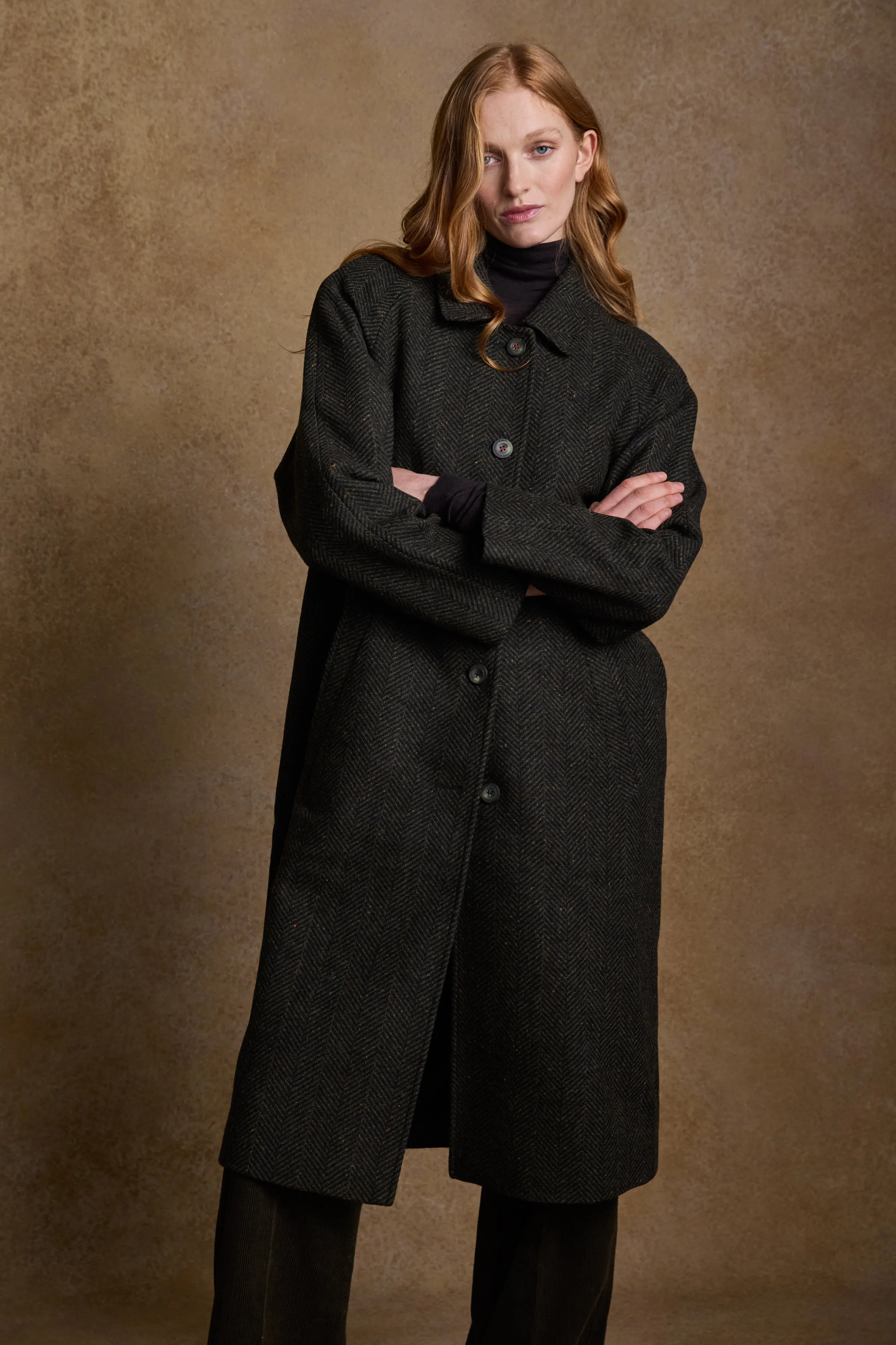 Shauna Tweed Coat - Donegal Green Fleck