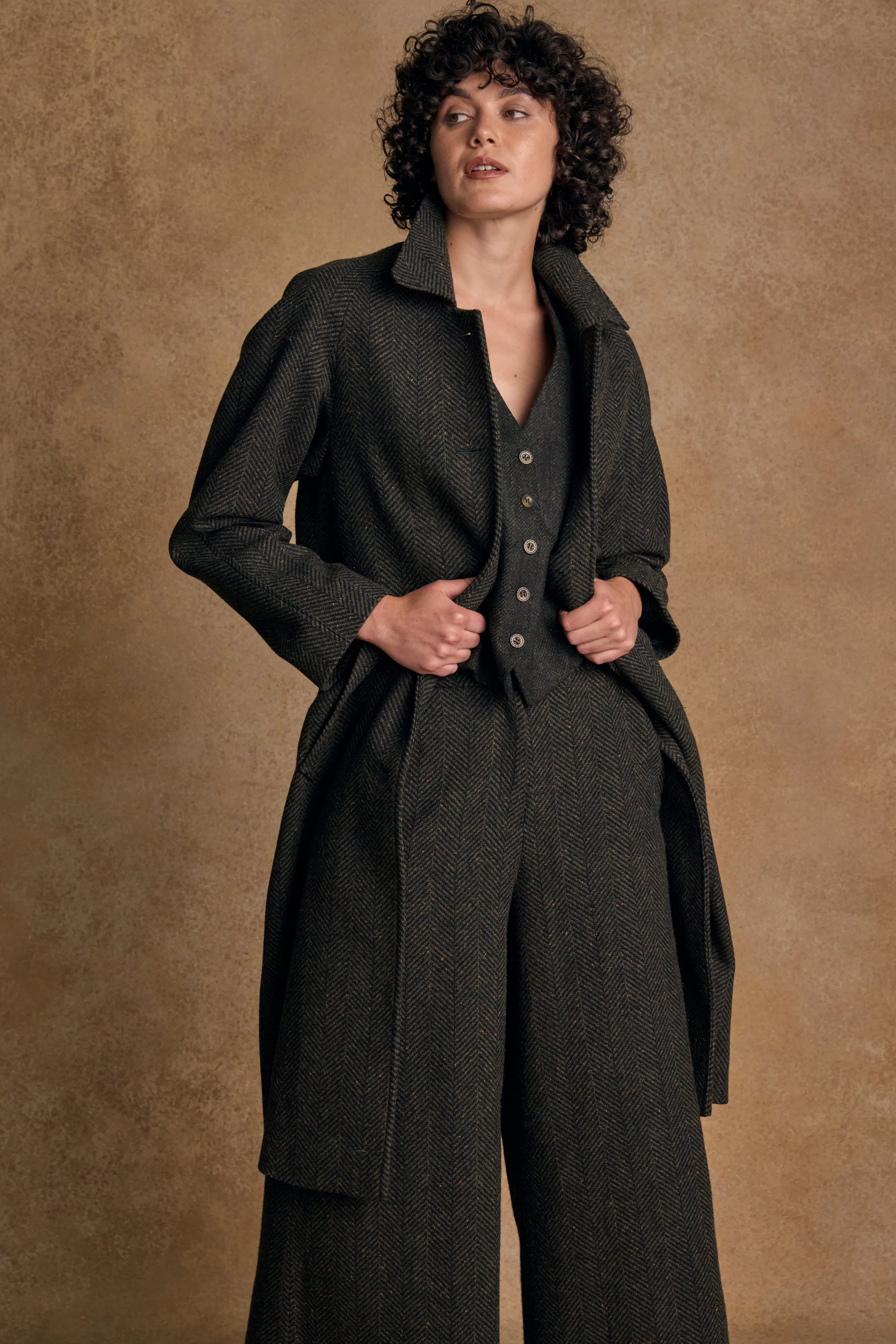 Shauna Tweed Coat - Donegal Green Fleck