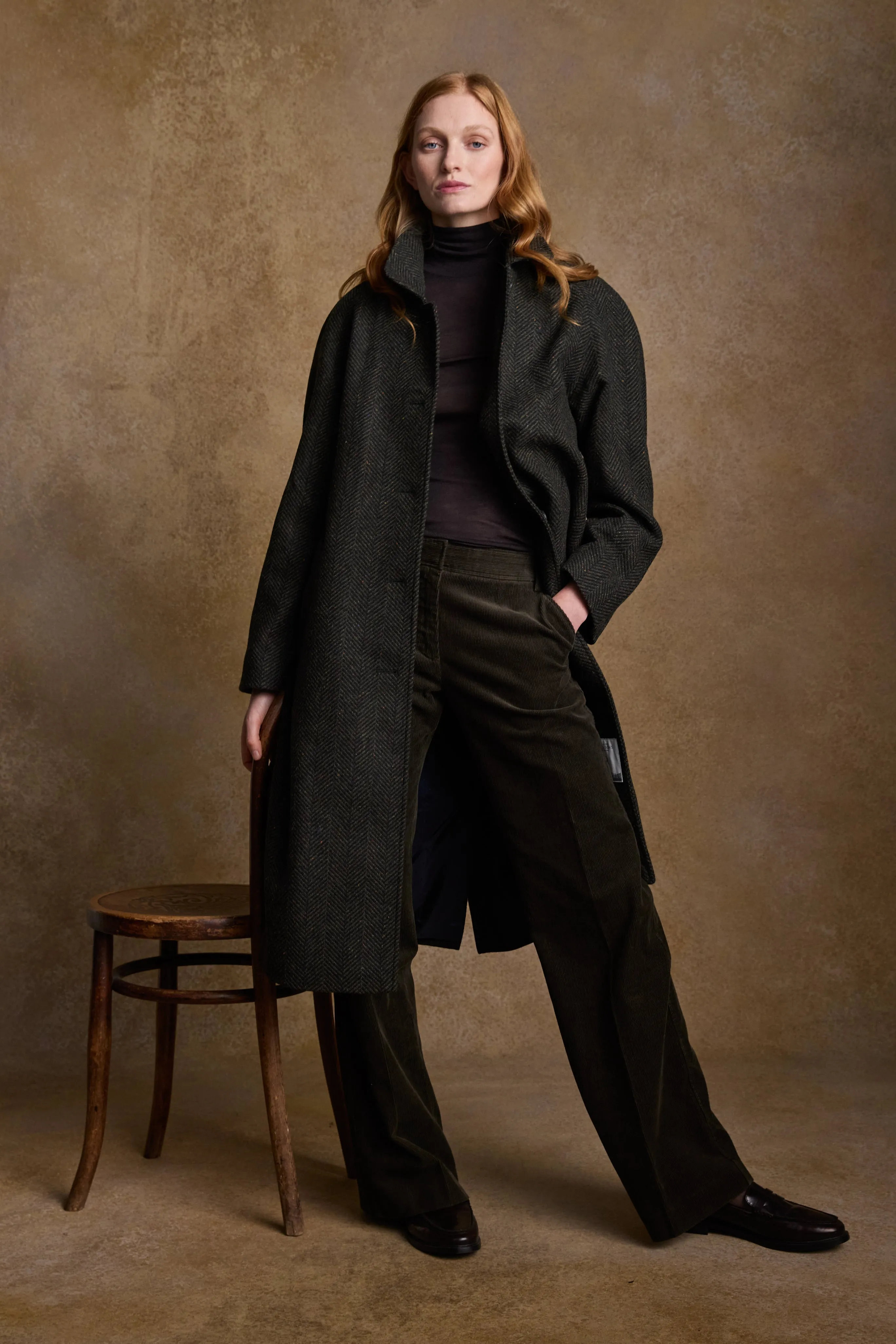 Shauna Tweed Coat - Donegal Green Fleck