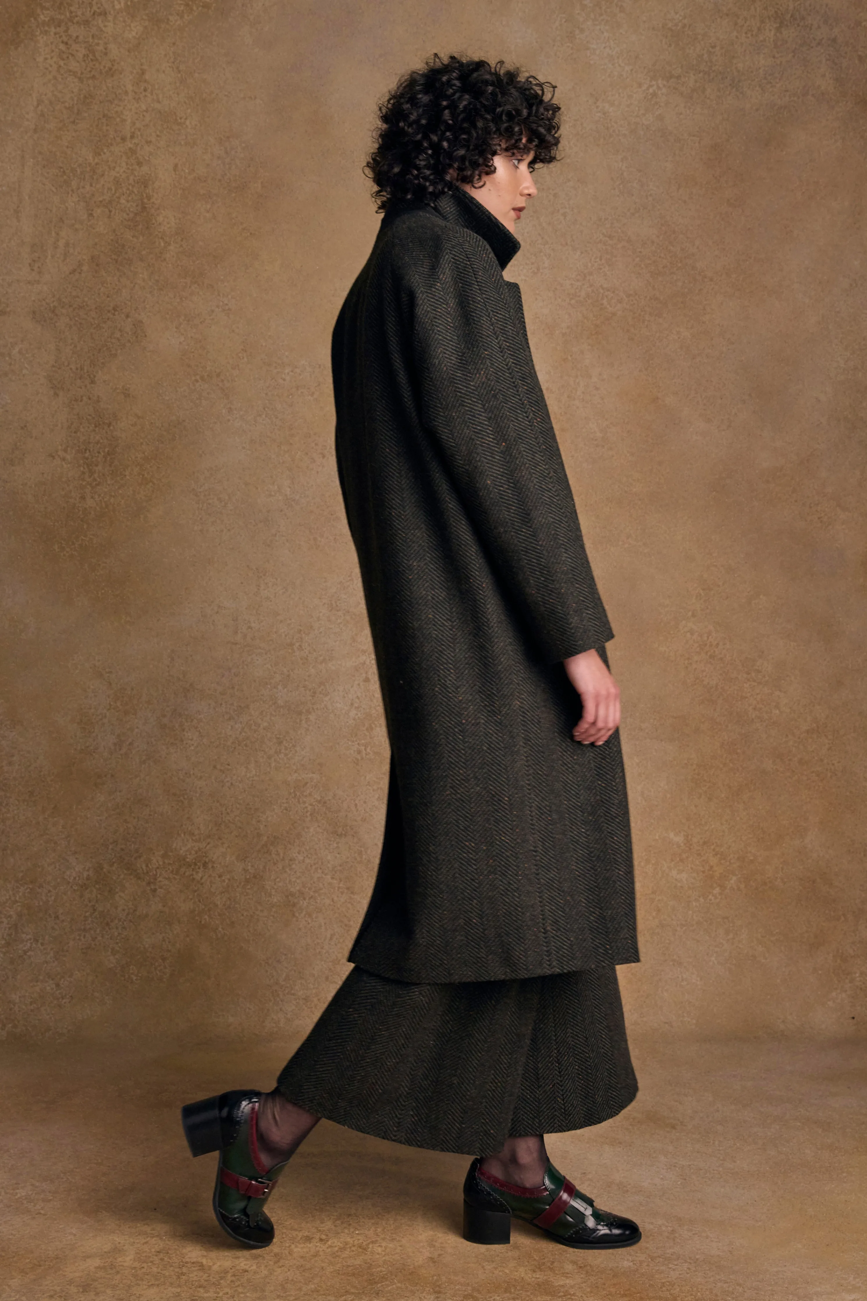 Shauna Tweed Coat - Donegal Green Fleck