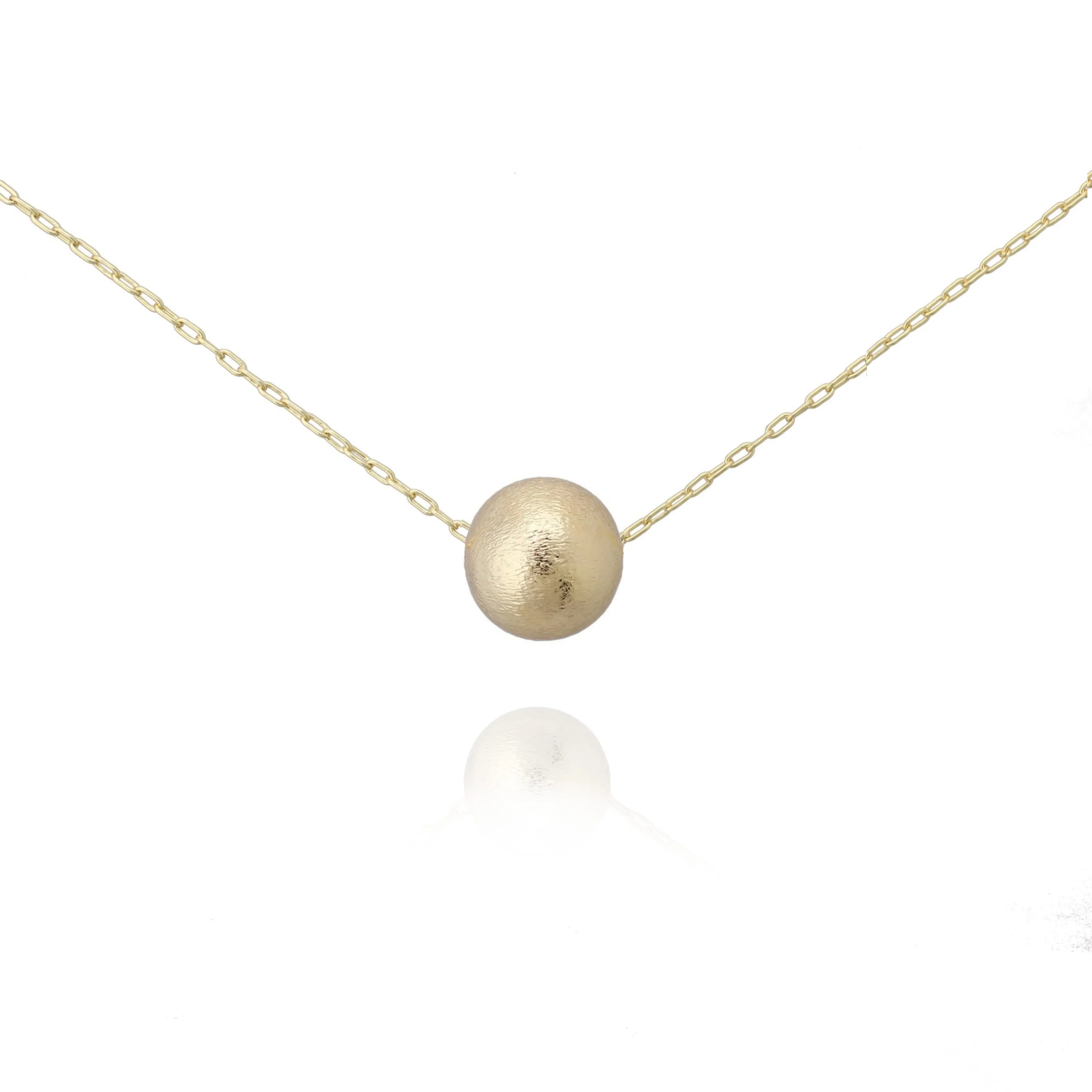 Single Brushed Gold Plated Ball Necklace