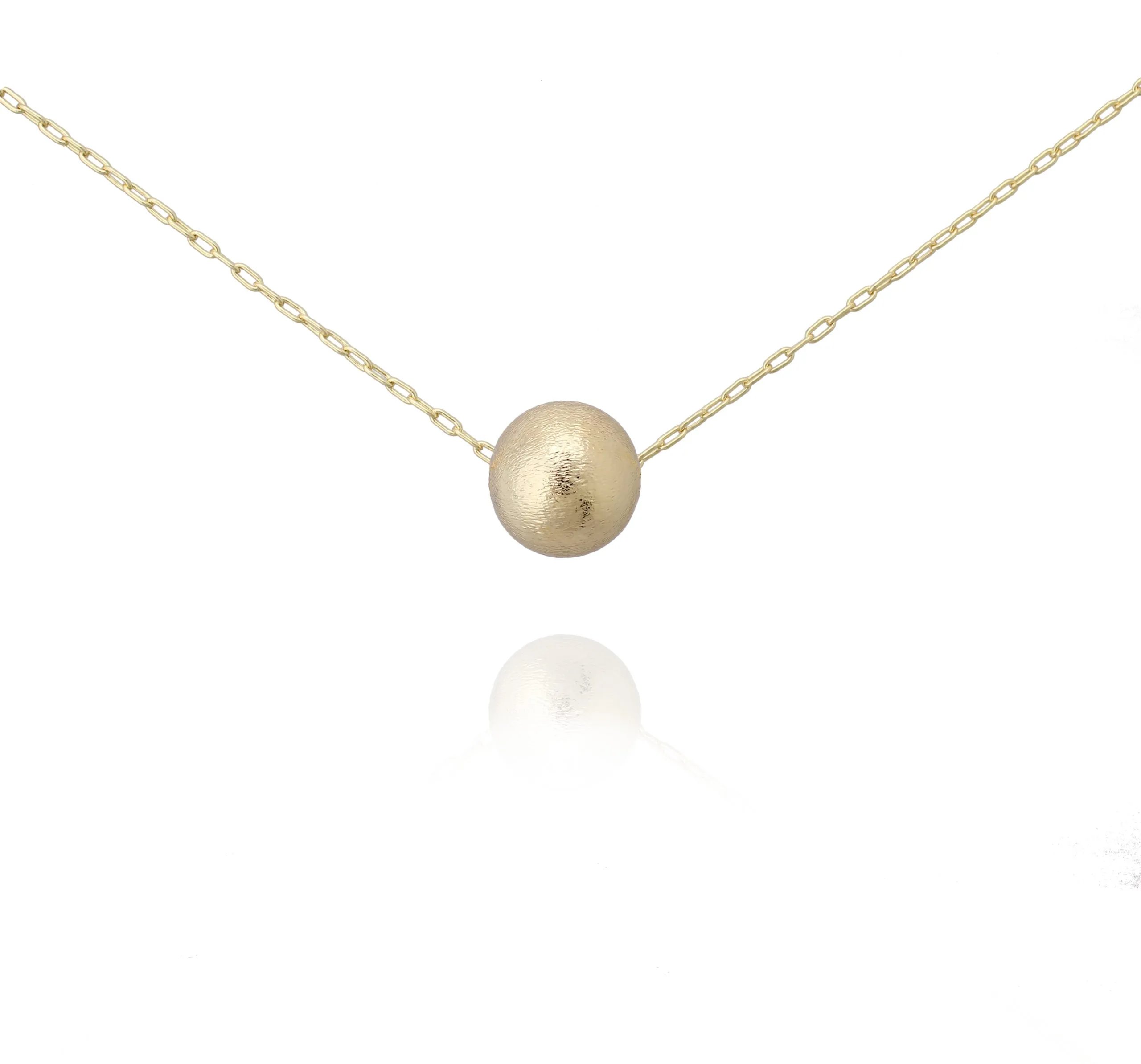 Single Brushed Gold Plated Ball Necklace