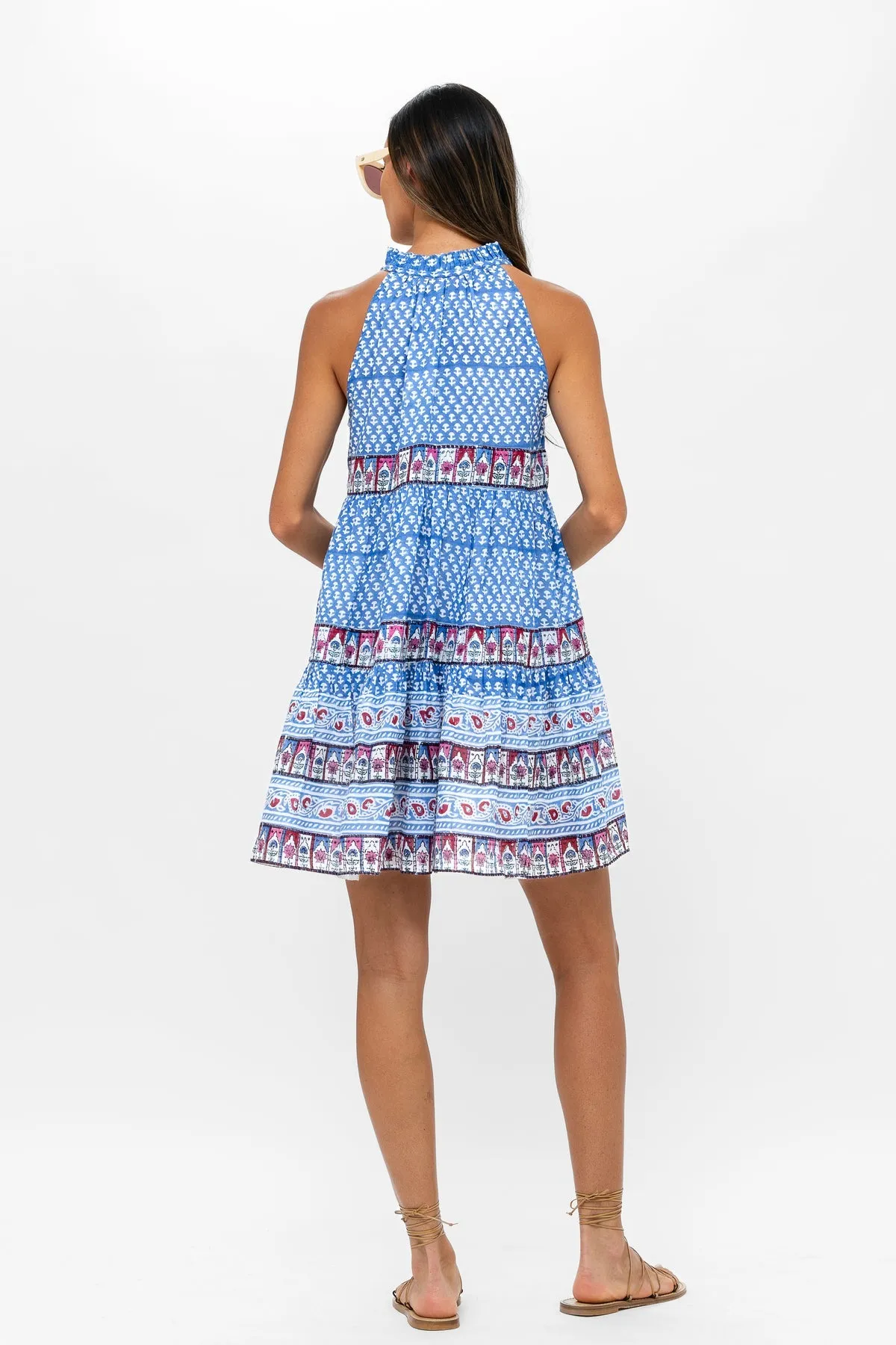 Sleeveless Tiered Mini Dress - Campania Blue
