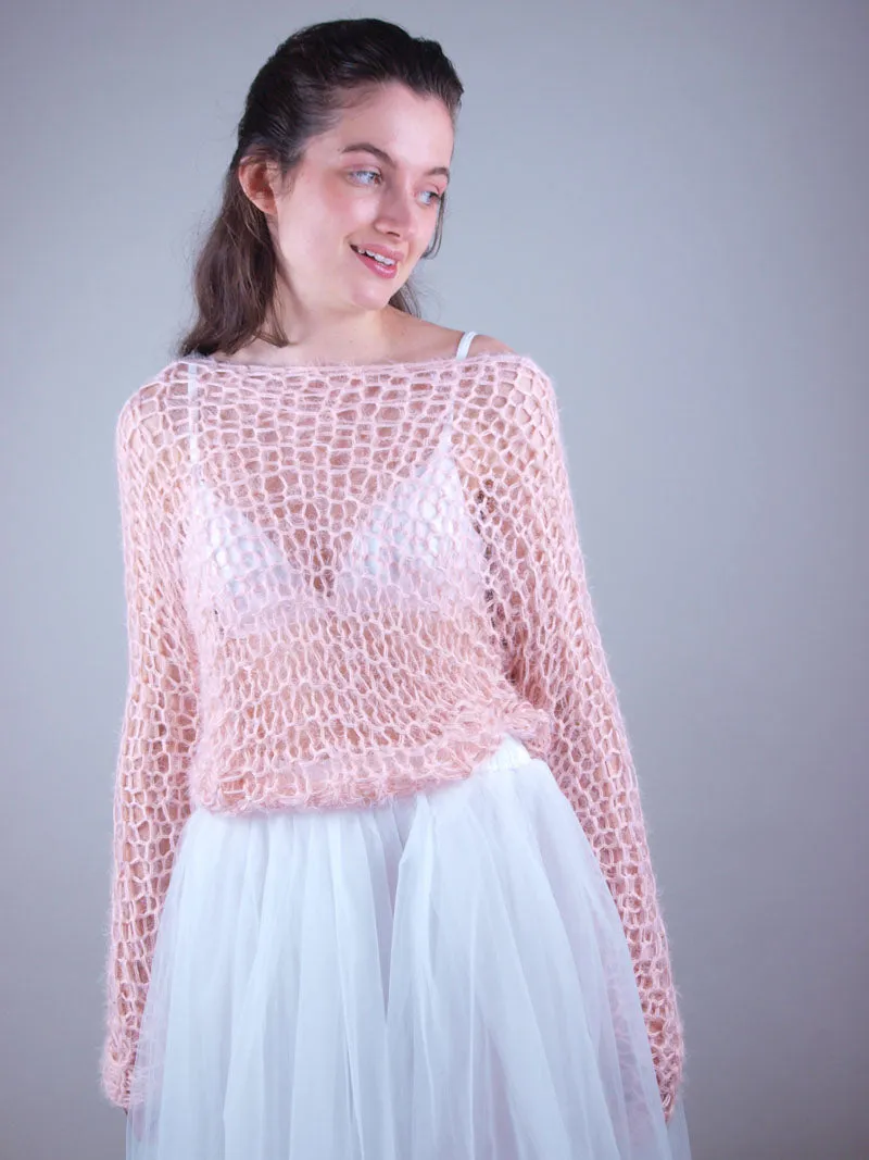 Strickanleitung für einen Pullover im Netzmuster