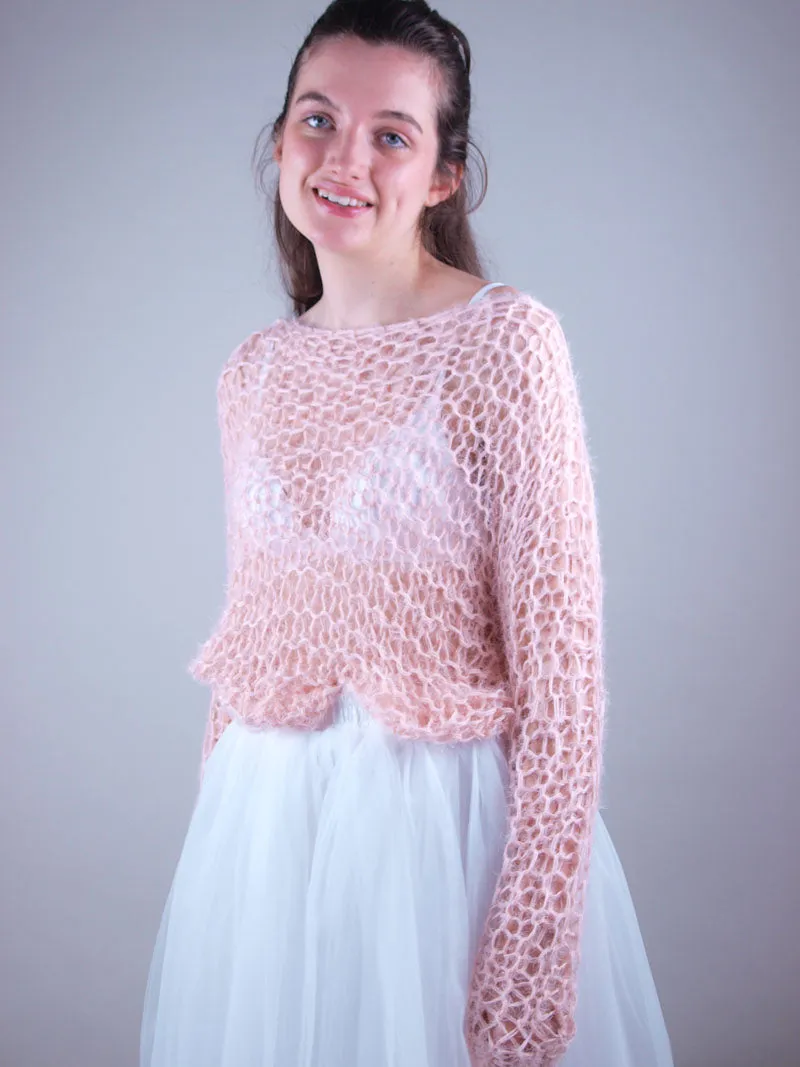Strickanleitung für einen Pullover im Netzmuster